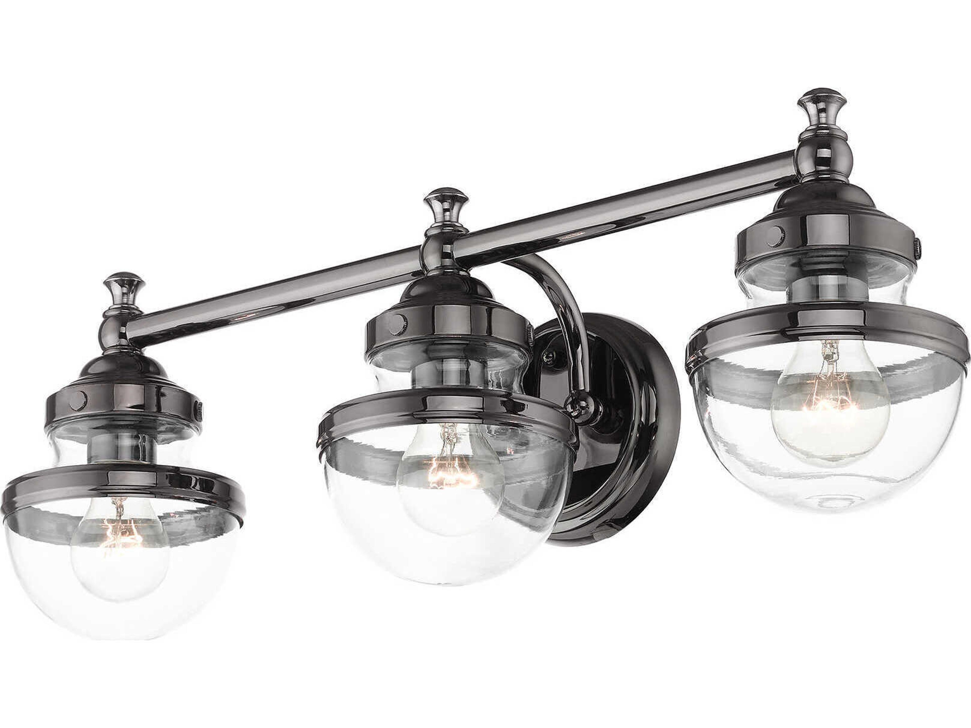 Livex Lighting Oldwick 3-Light Polished Black Chrome Glass Vanity Light