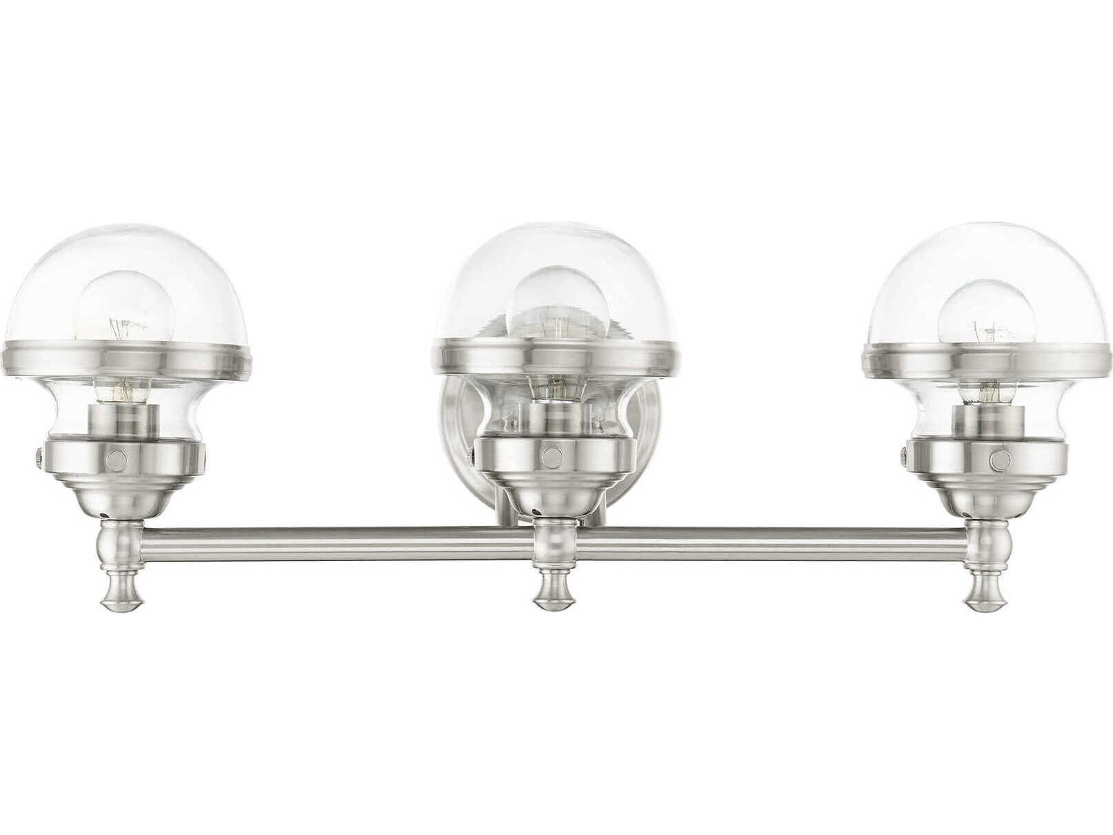 Livex Lighting Oldwick 3-Light Brushed Nickel Glass Vanity Light