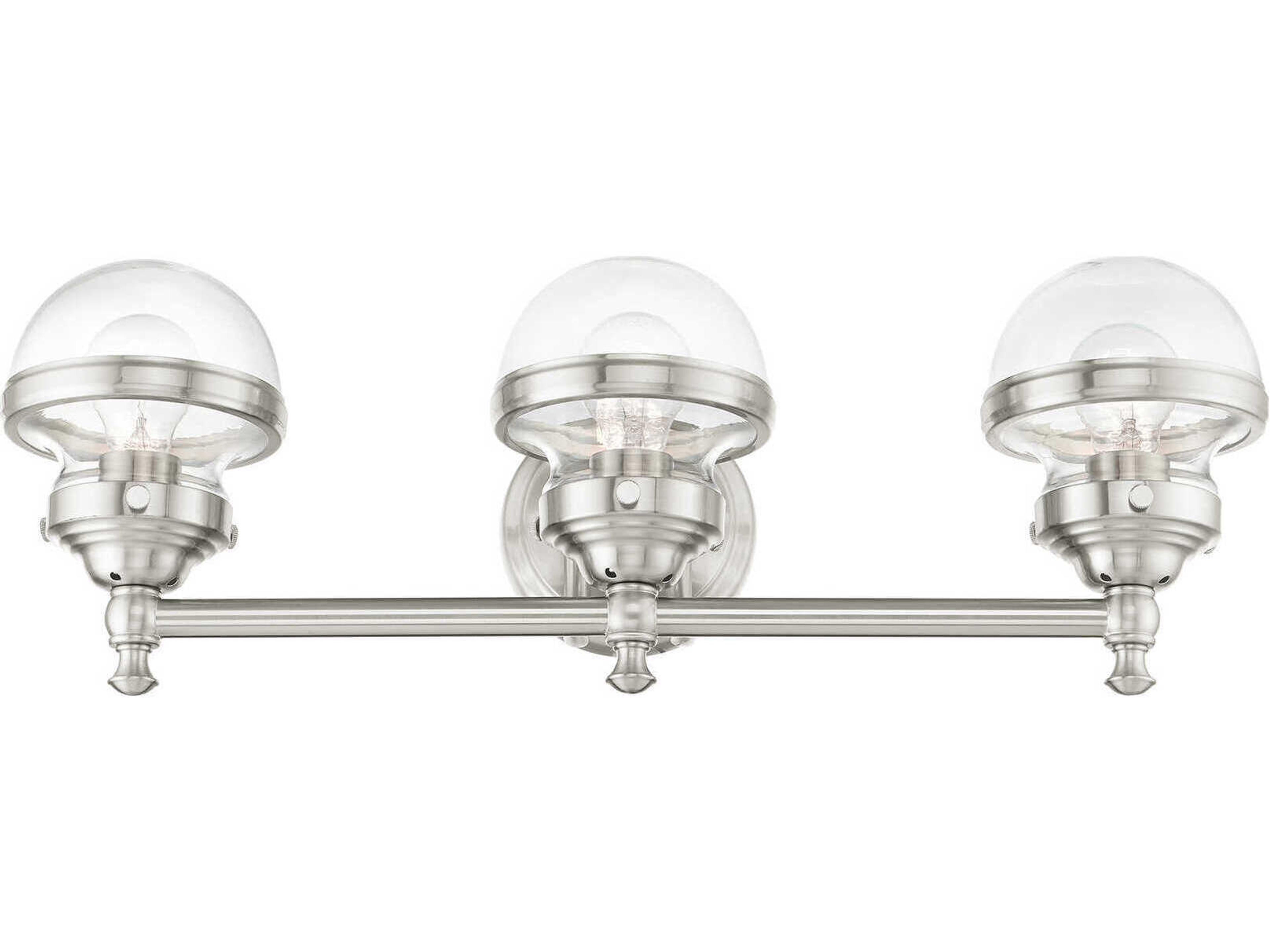 Livex Lighting Oldwick 3-Light Brushed Nickel Glass Vanity Light