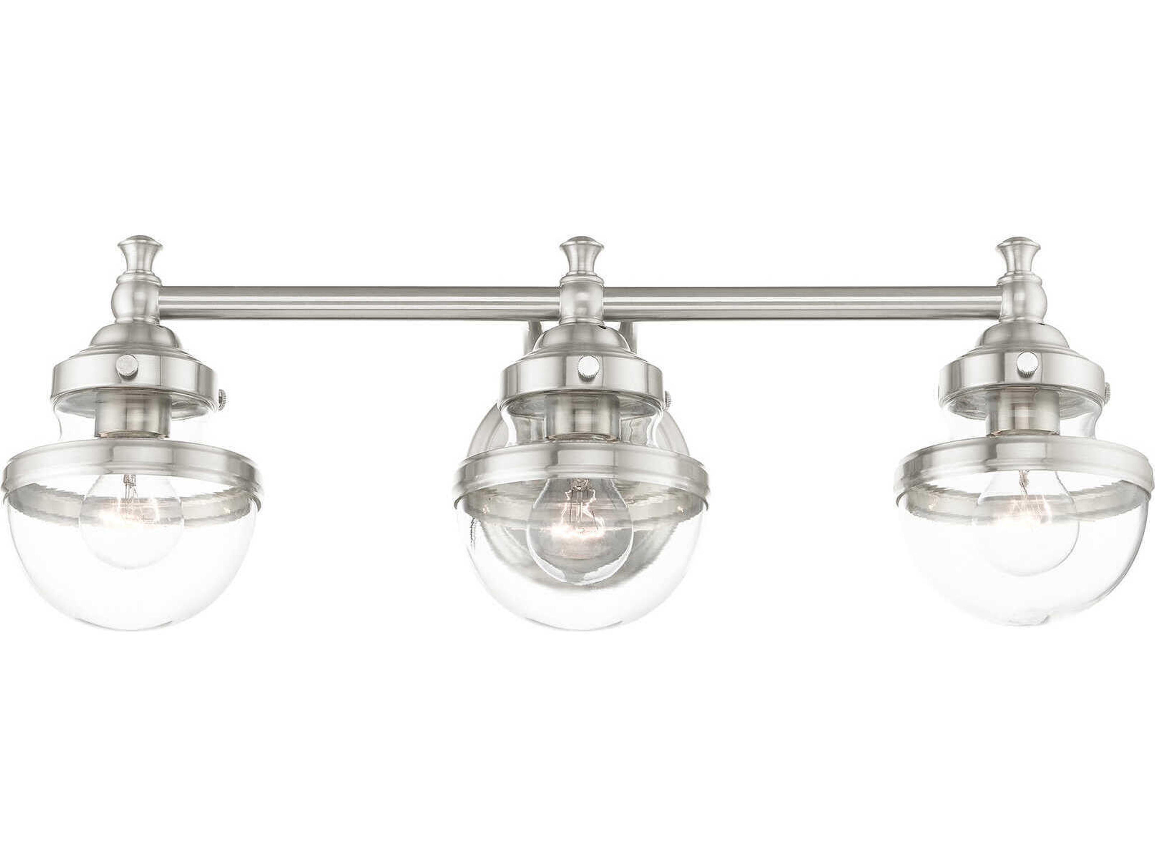 Livex Lighting Oldwick 3-Light Brushed Nickel Glass Vanity Light