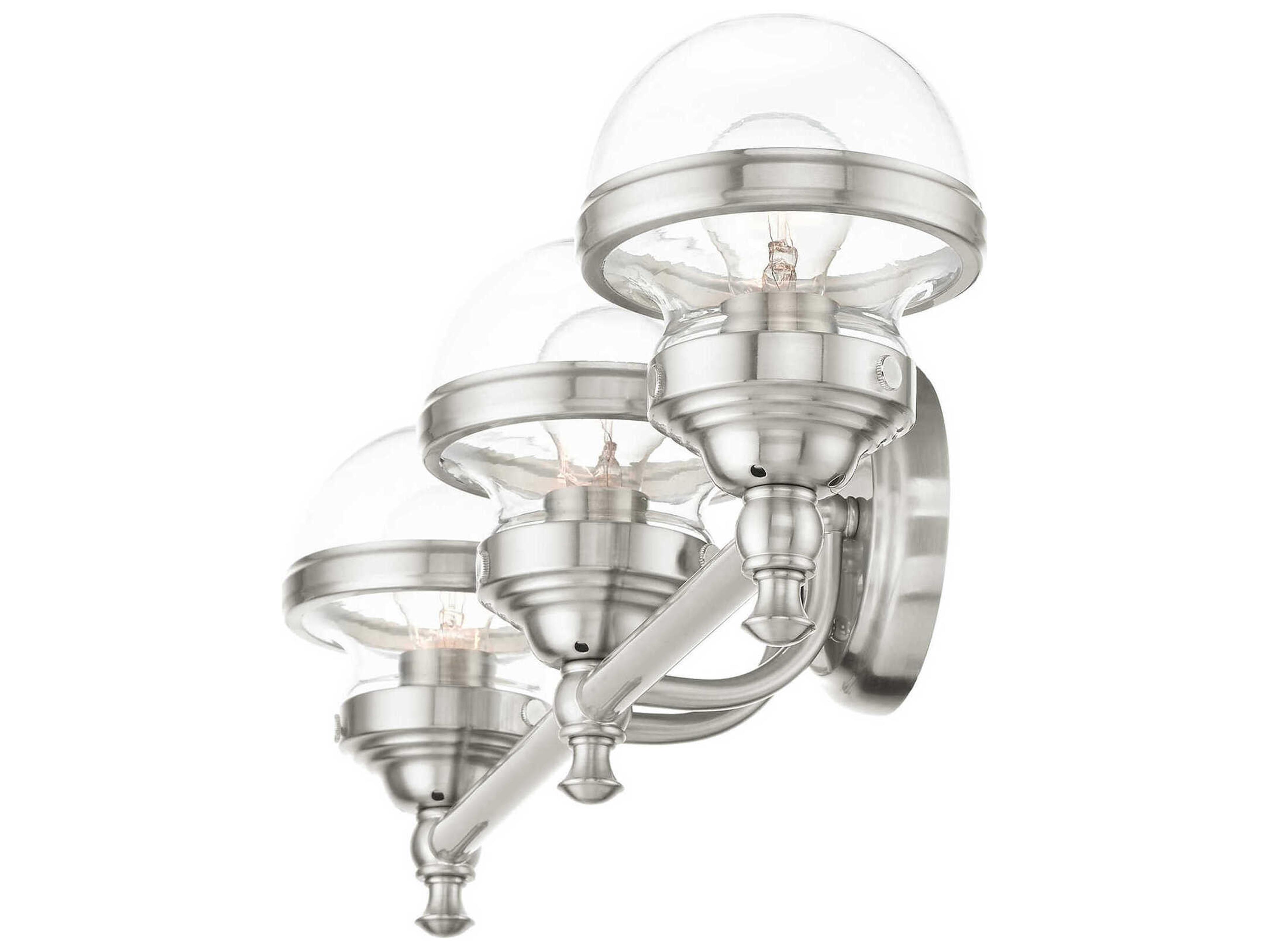 Livex Lighting Oldwick 3-Light Brushed Nickel Glass Vanity Light