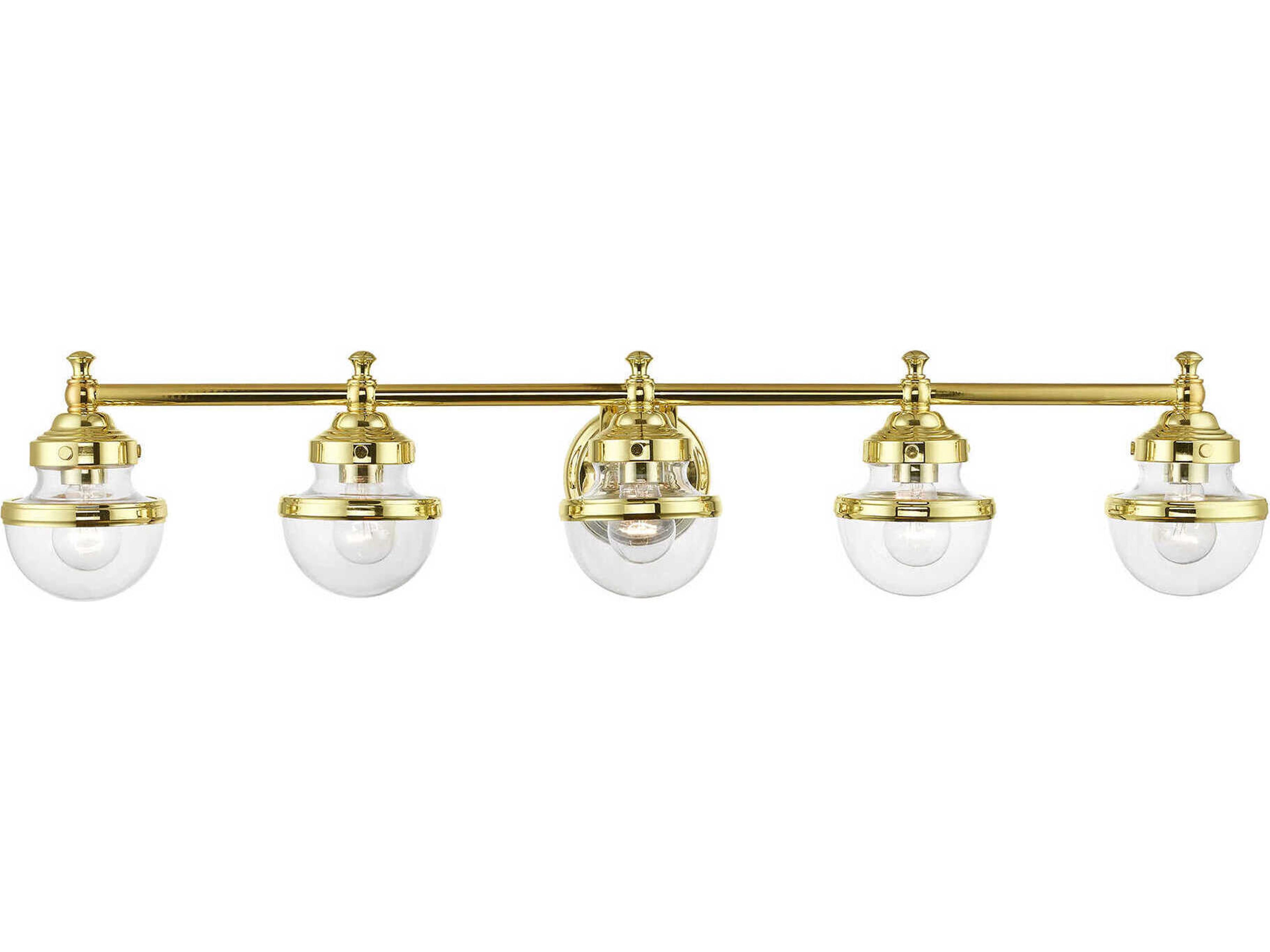 Oldwick 5-Light Polished Brass Glass Vanity Light