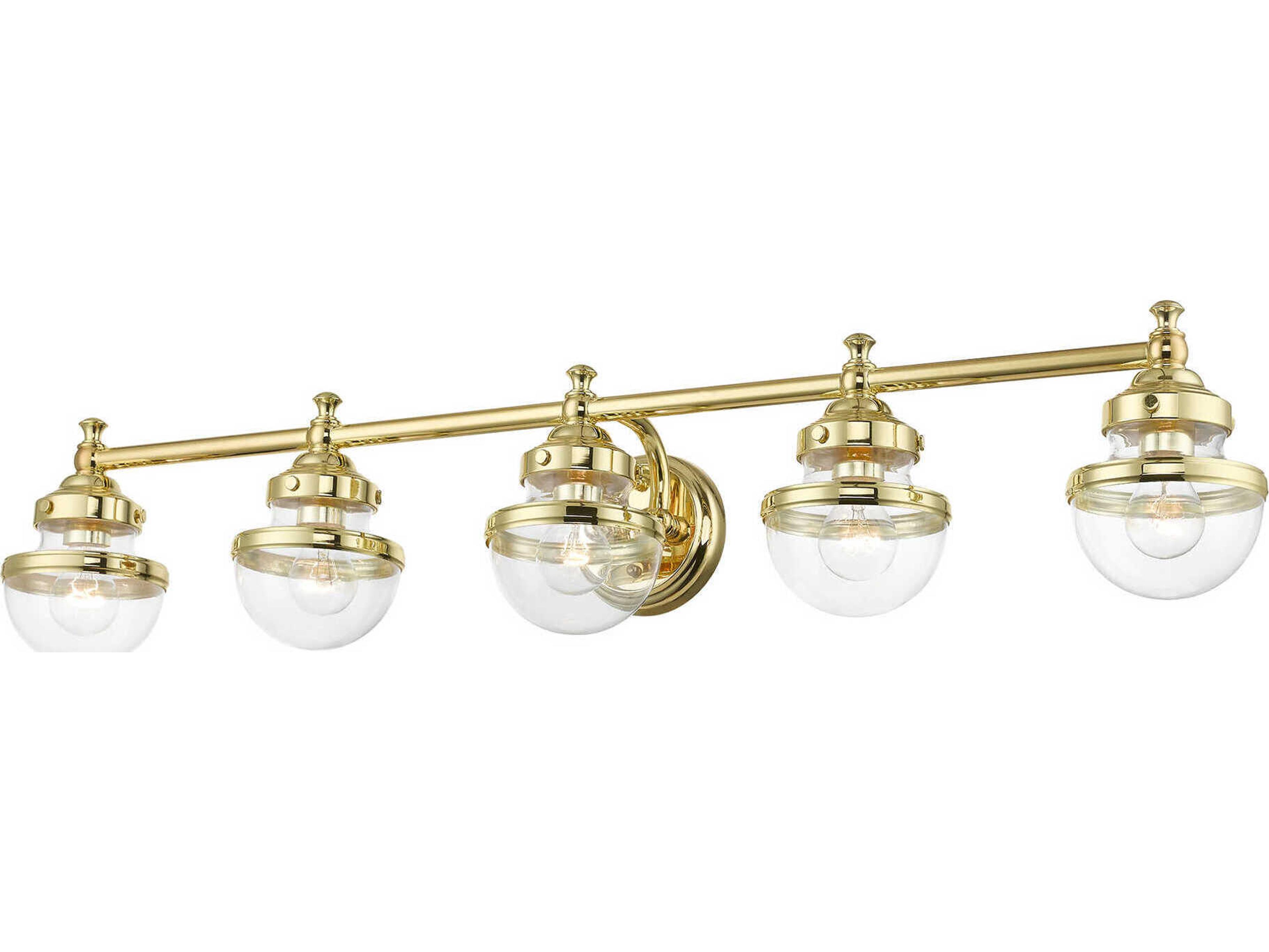 Livex Lighting Oldwick 5-Light Polished Brass Glass Vanity Light