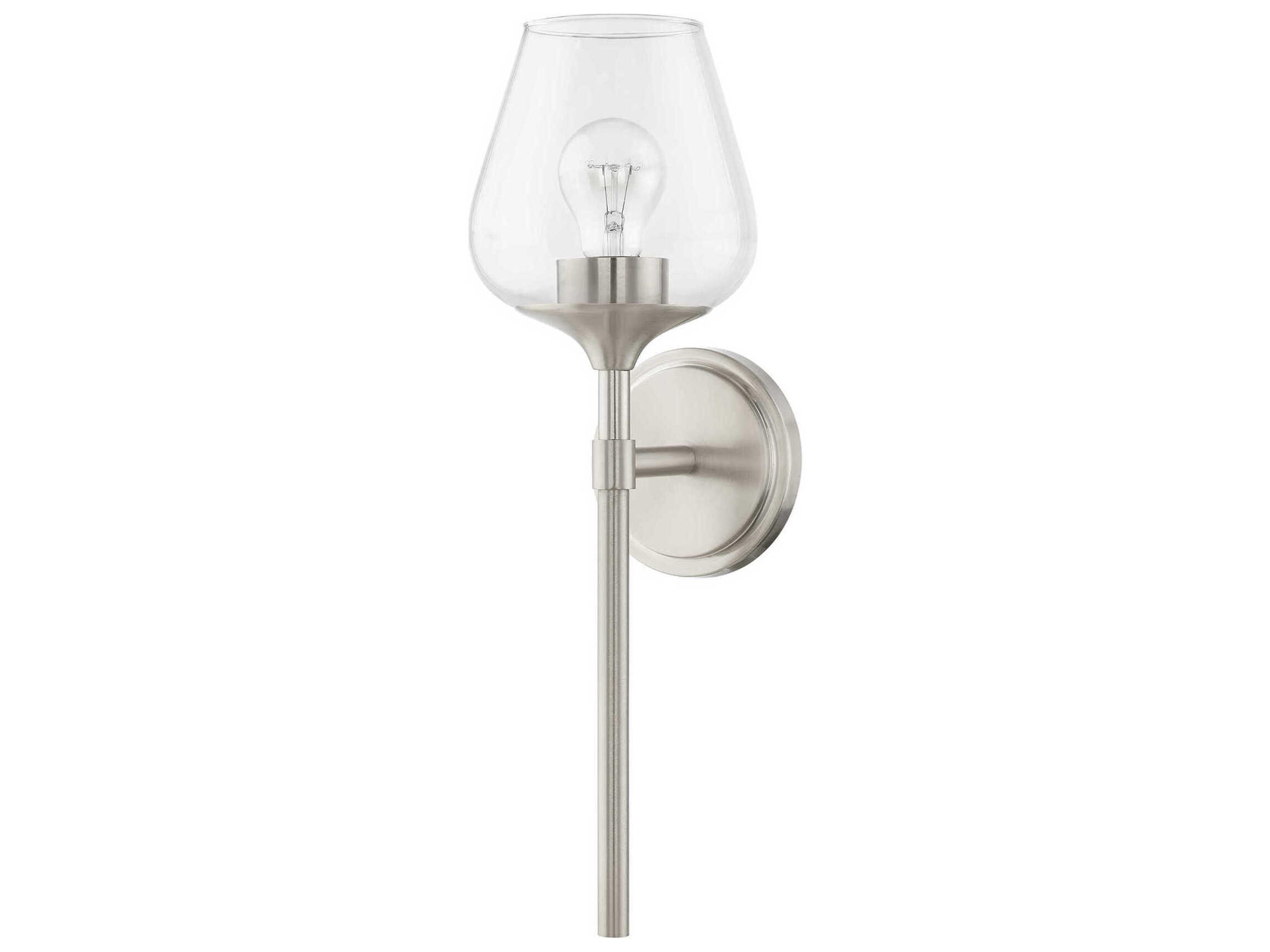 Livex Lighting Willow 1-Light Brushed Nickel Glass Wall Sconce
