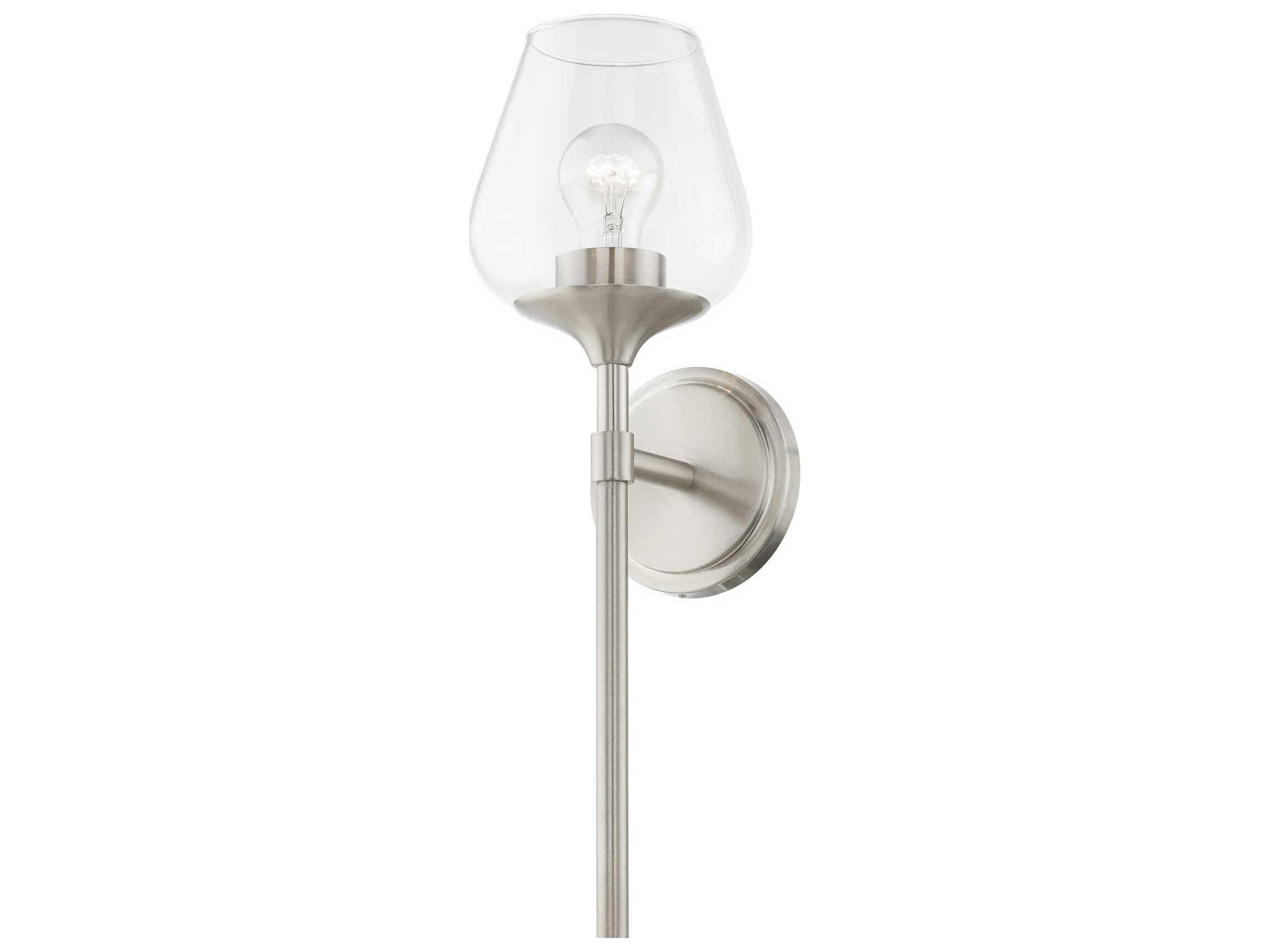 Livex Lighting Willow 1-Light Brushed Nickel Glass Wall Sconce