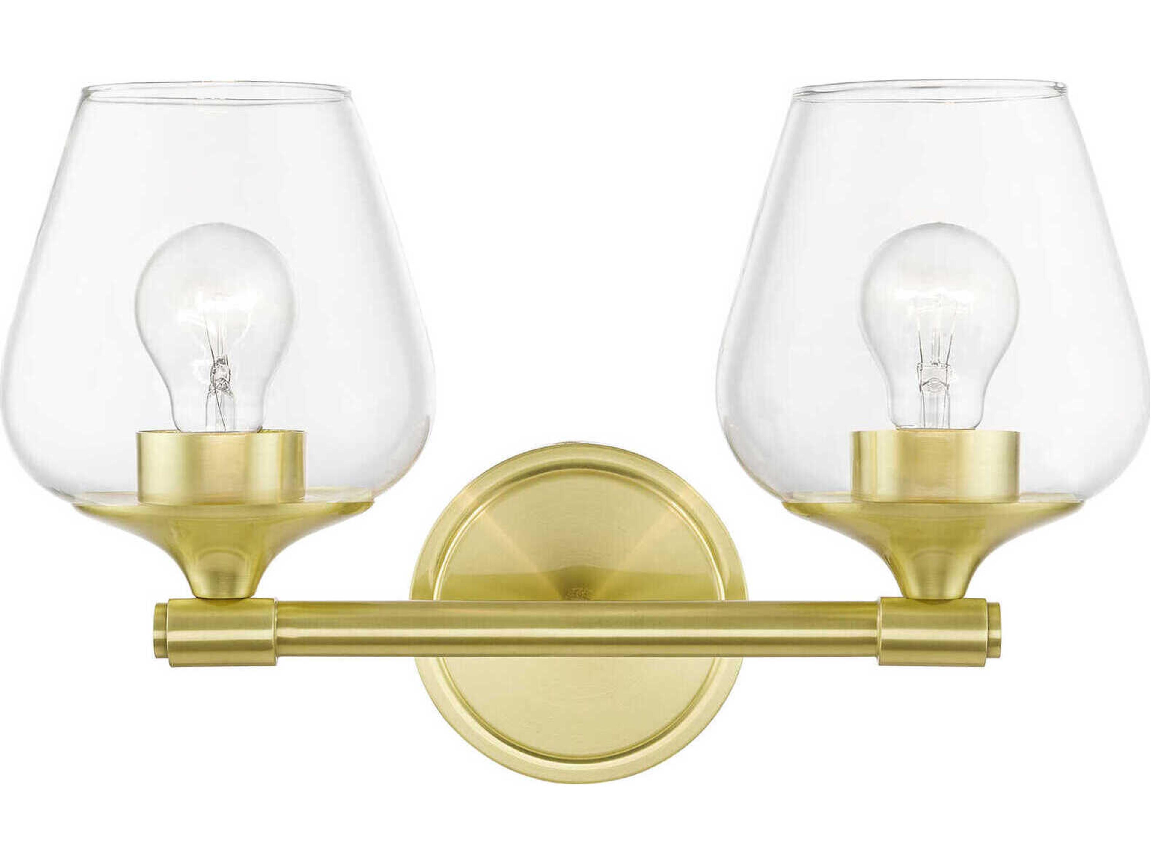 Willow 2-Light Satin Brass Glass Vanity Light