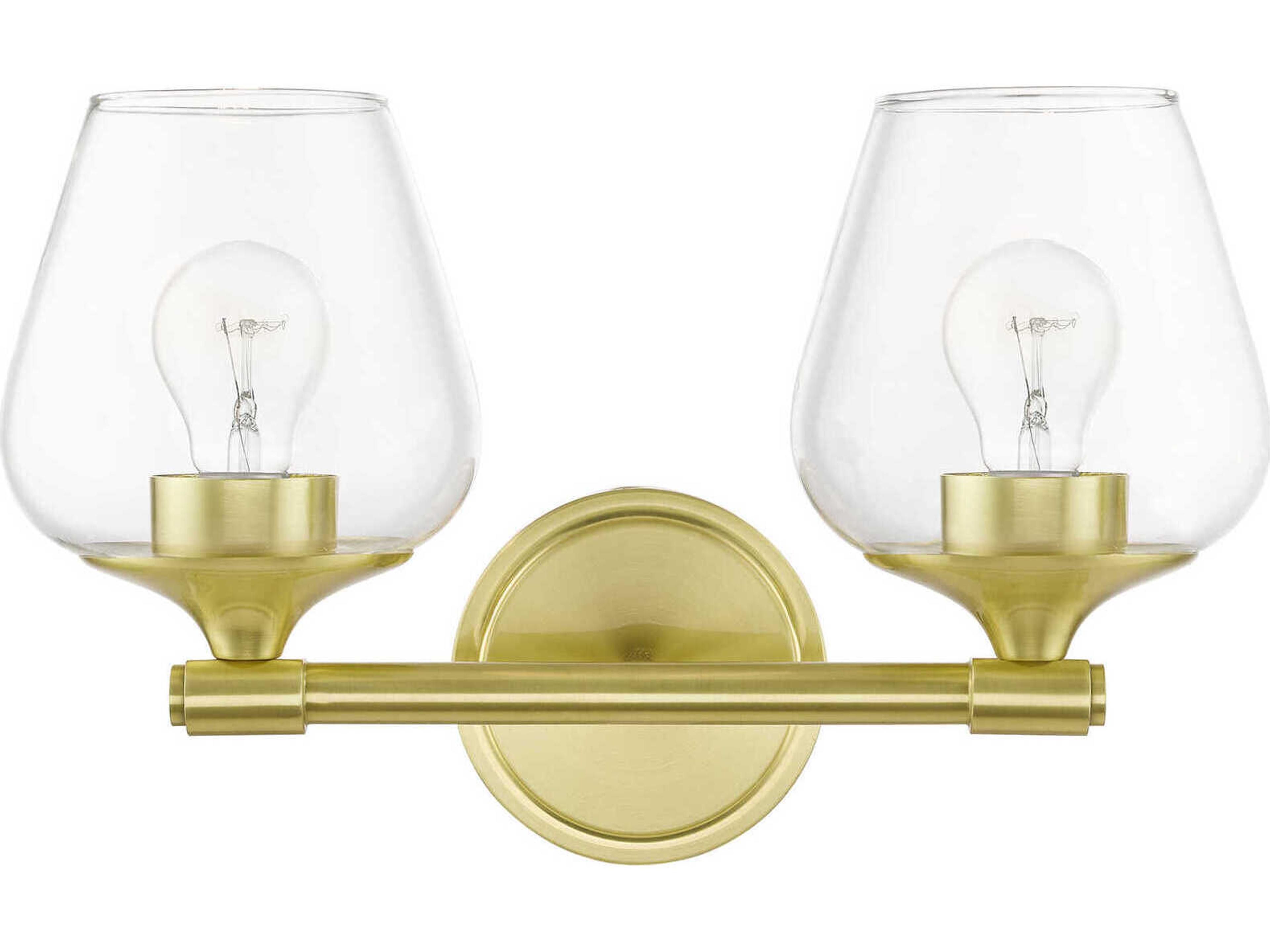 Livex Lighting Willow 2-Light Satin Brass Glass Vanity Light