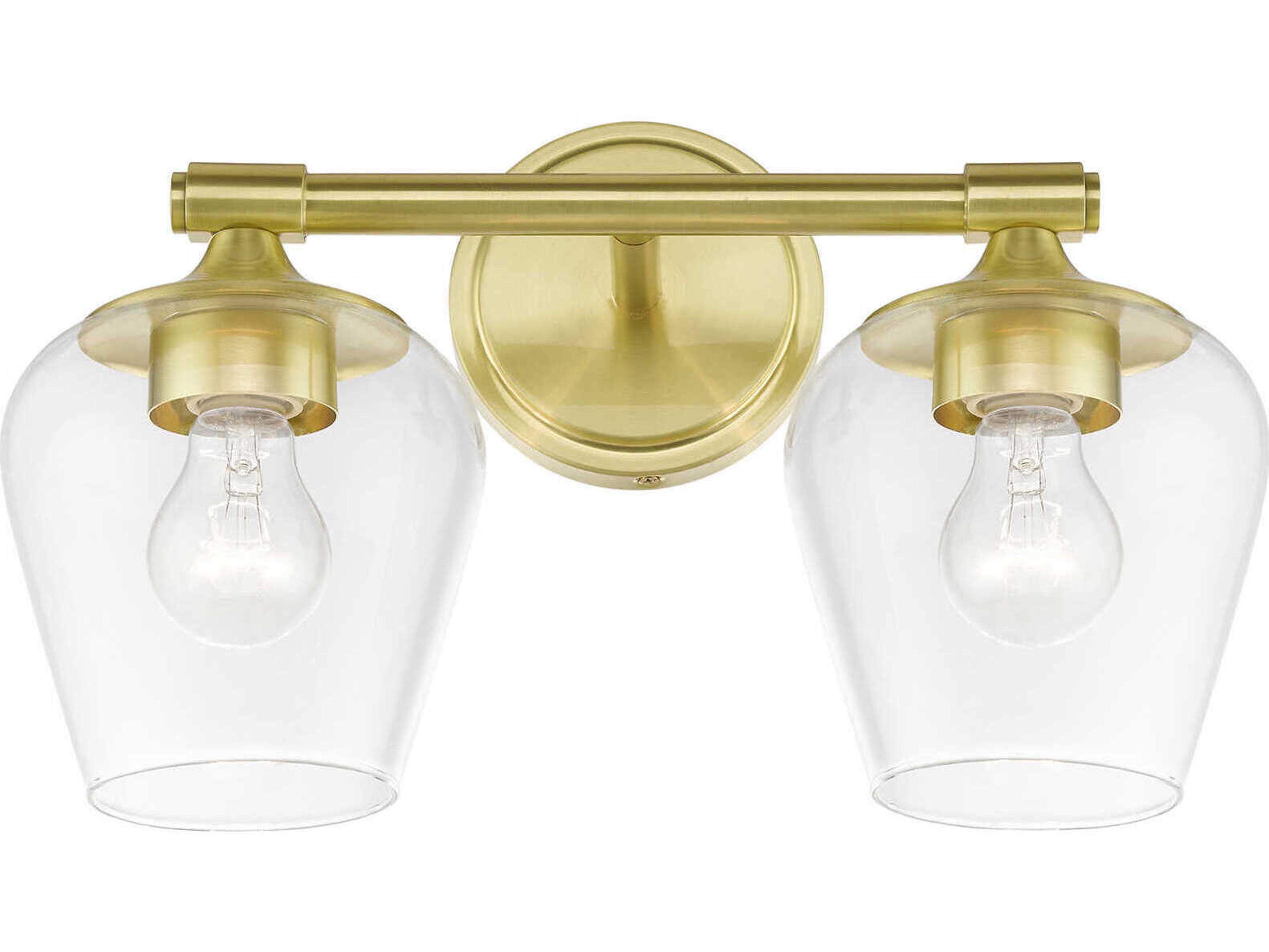 Livex Lighting Willow 2-Light Satin Brass Glass Vanity Light