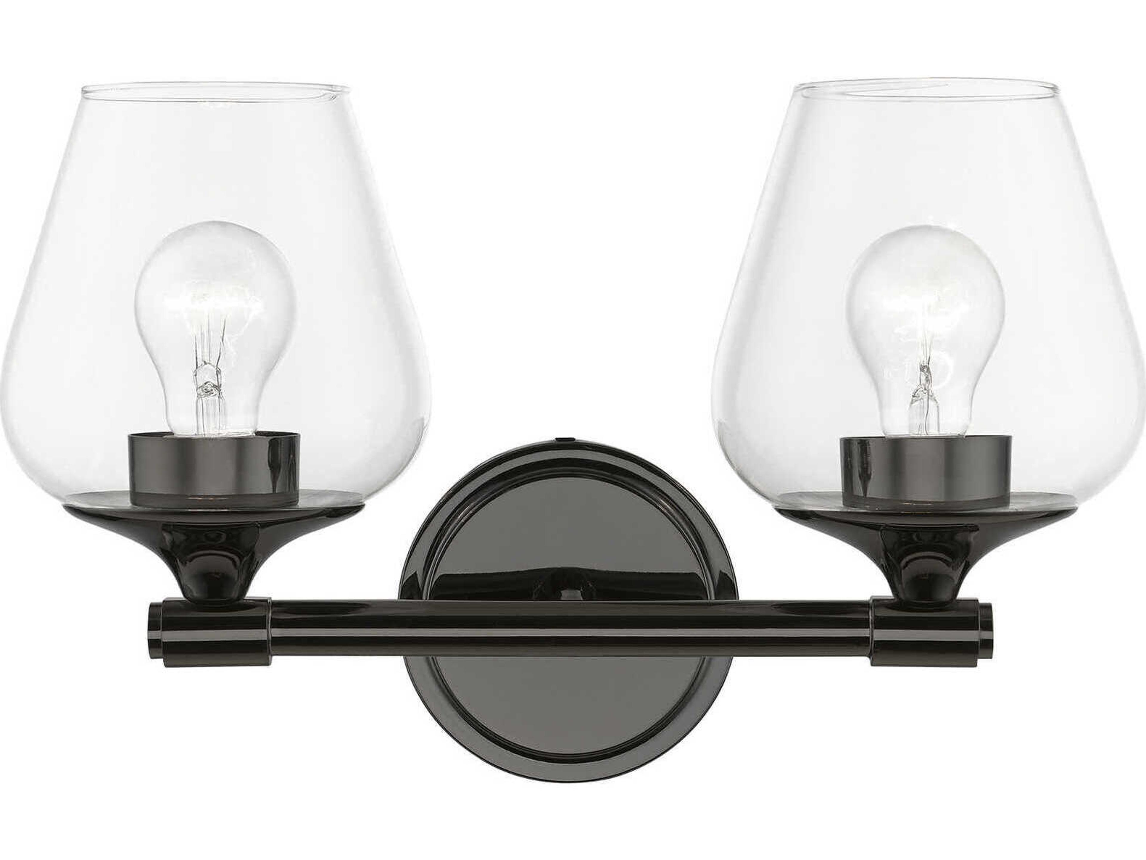 Willow 2-Light Black Chrome Glass Vanity Light