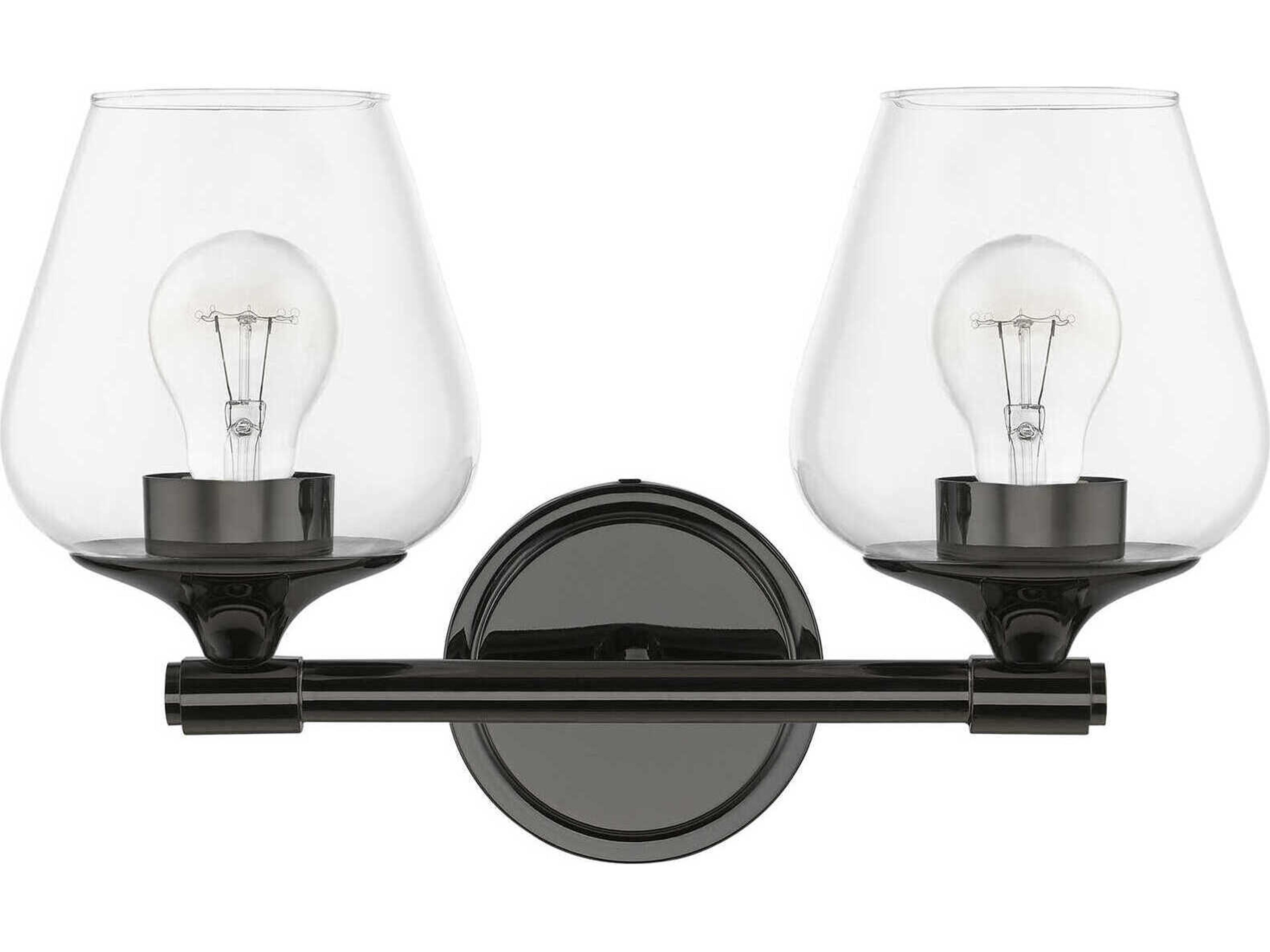 Livex Lighting Willow 2-Light Black Chrome Glass Vanity Light
