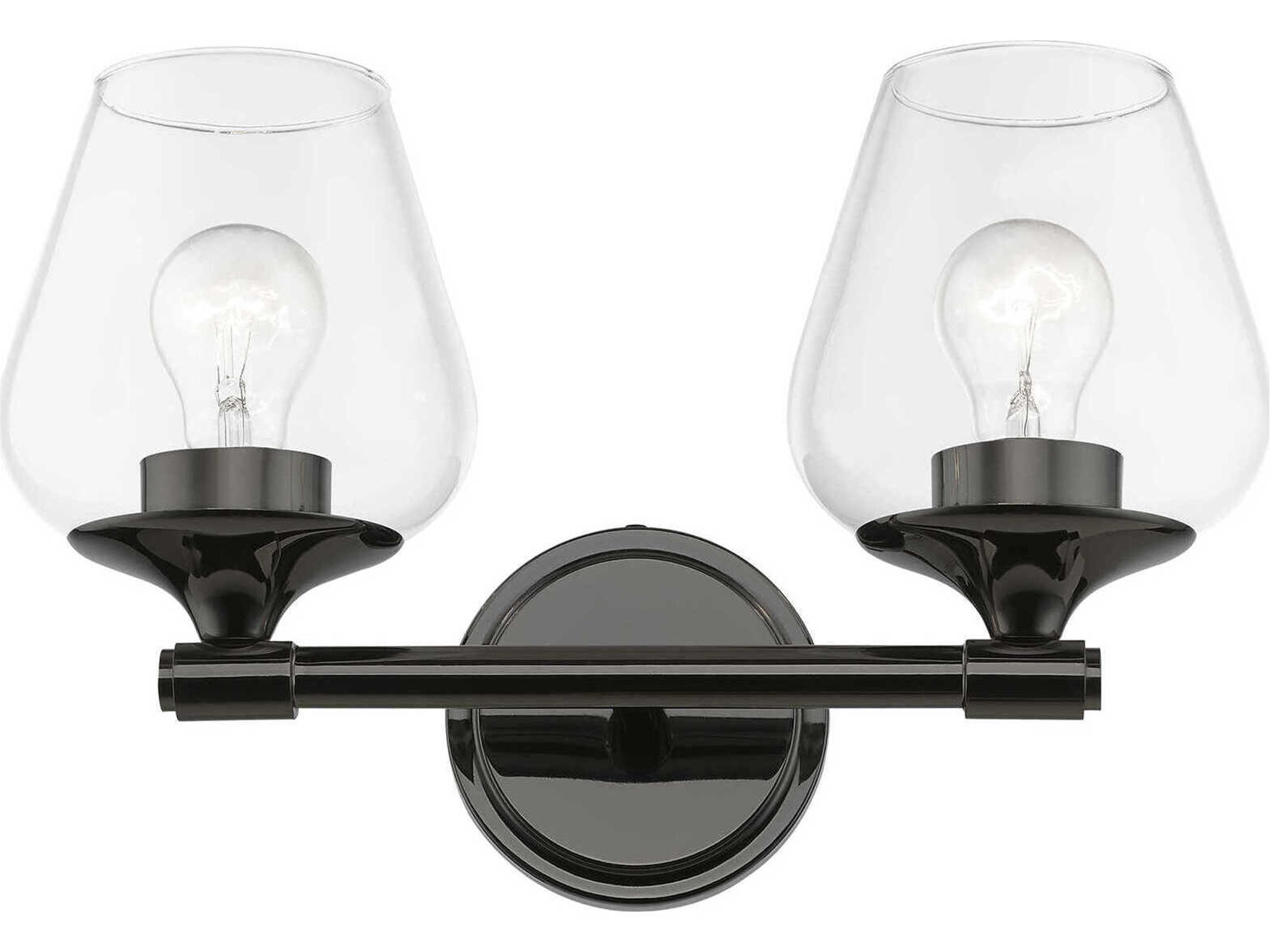 Livex Lighting Willow 2-Light Black Chrome Glass Vanity Light
