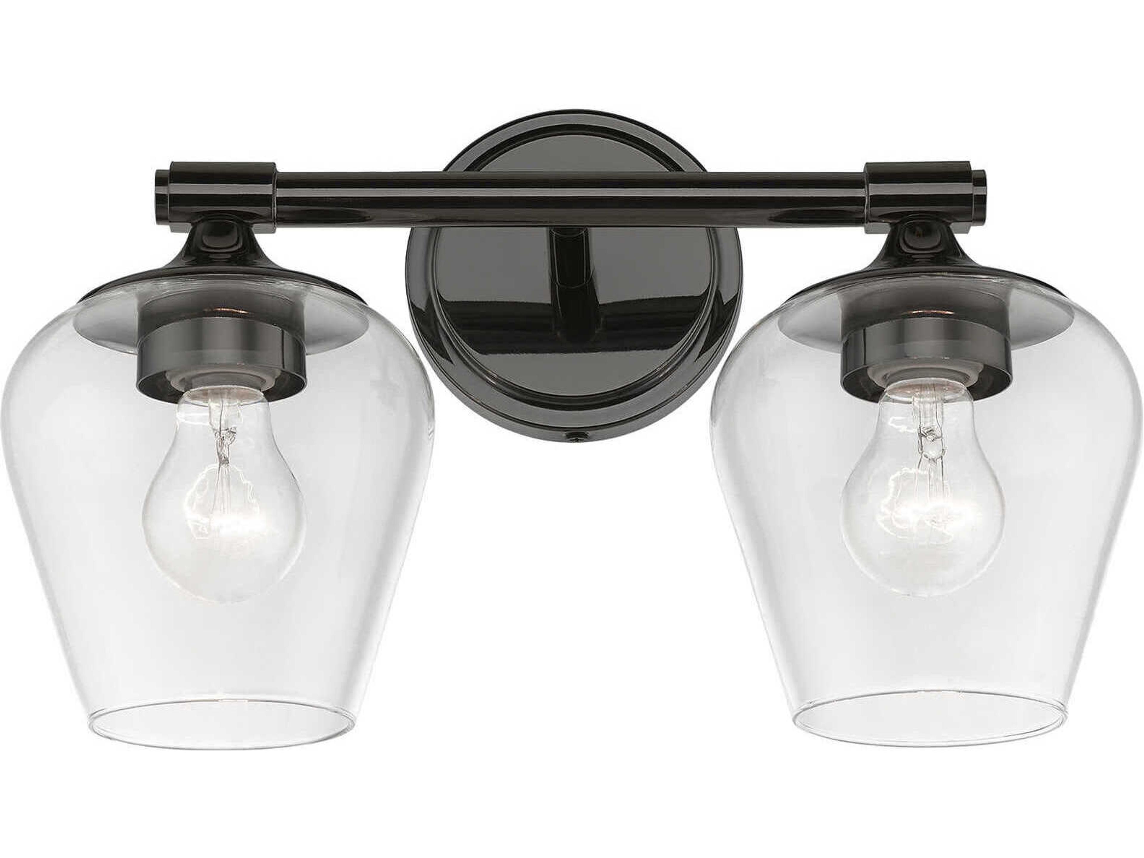 Livex Lighting Willow 2-Light Black Chrome Glass Vanity Light