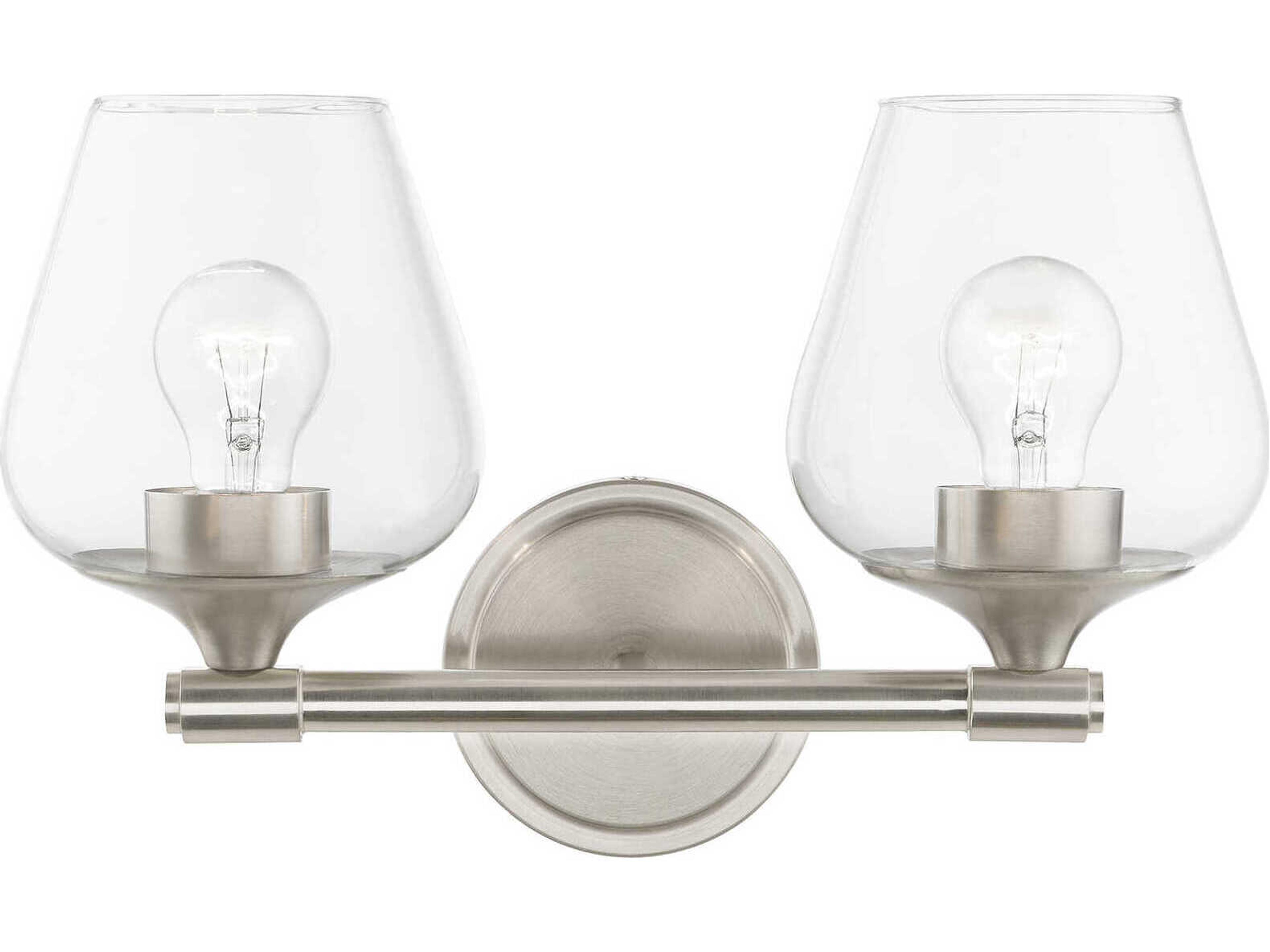 Willow 2-Light Brushed Nickel Glass Vanity Light