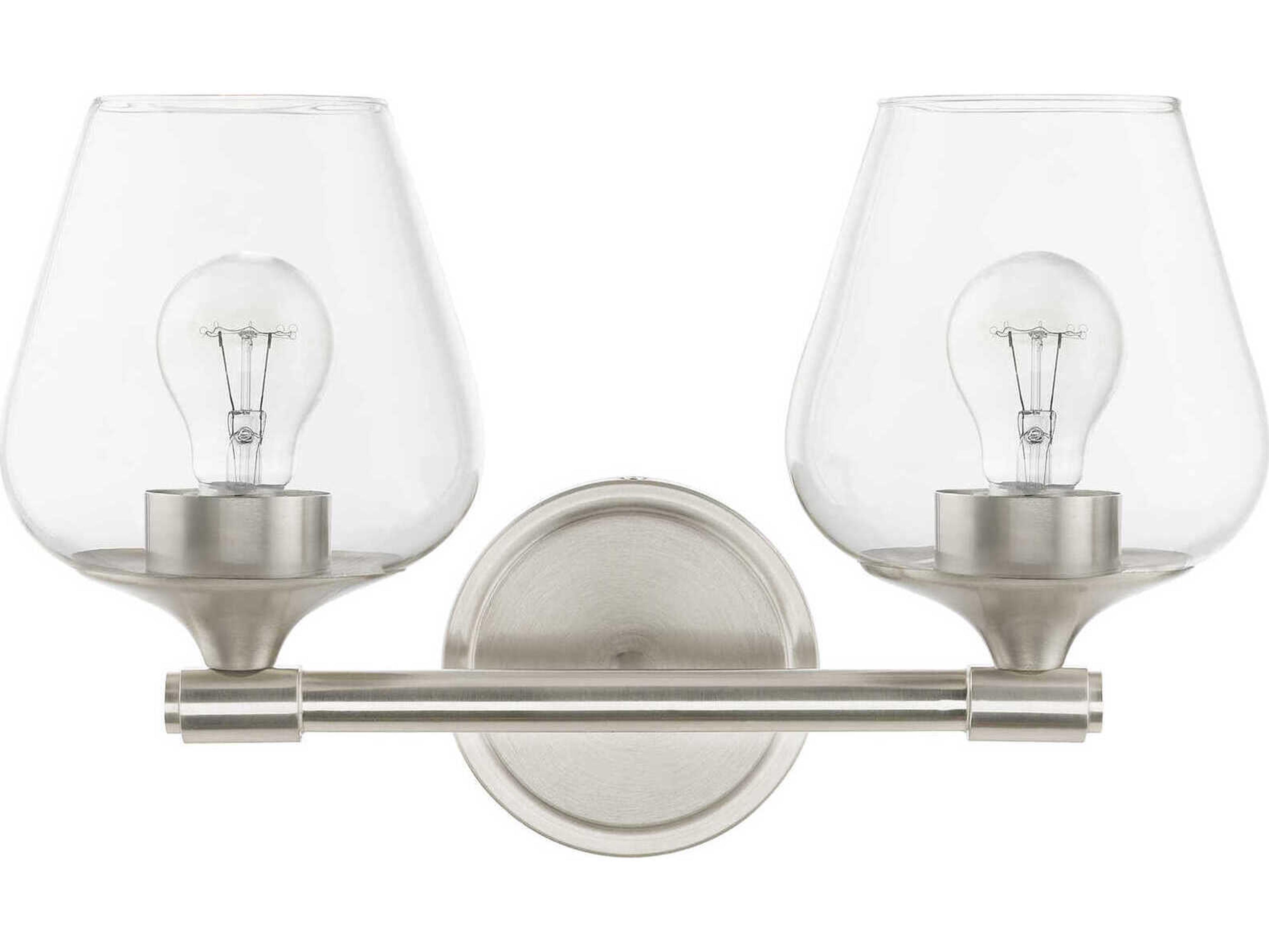 Livex Lighting Willow 2-Light Brushed Nickel Glass Vanity Light
