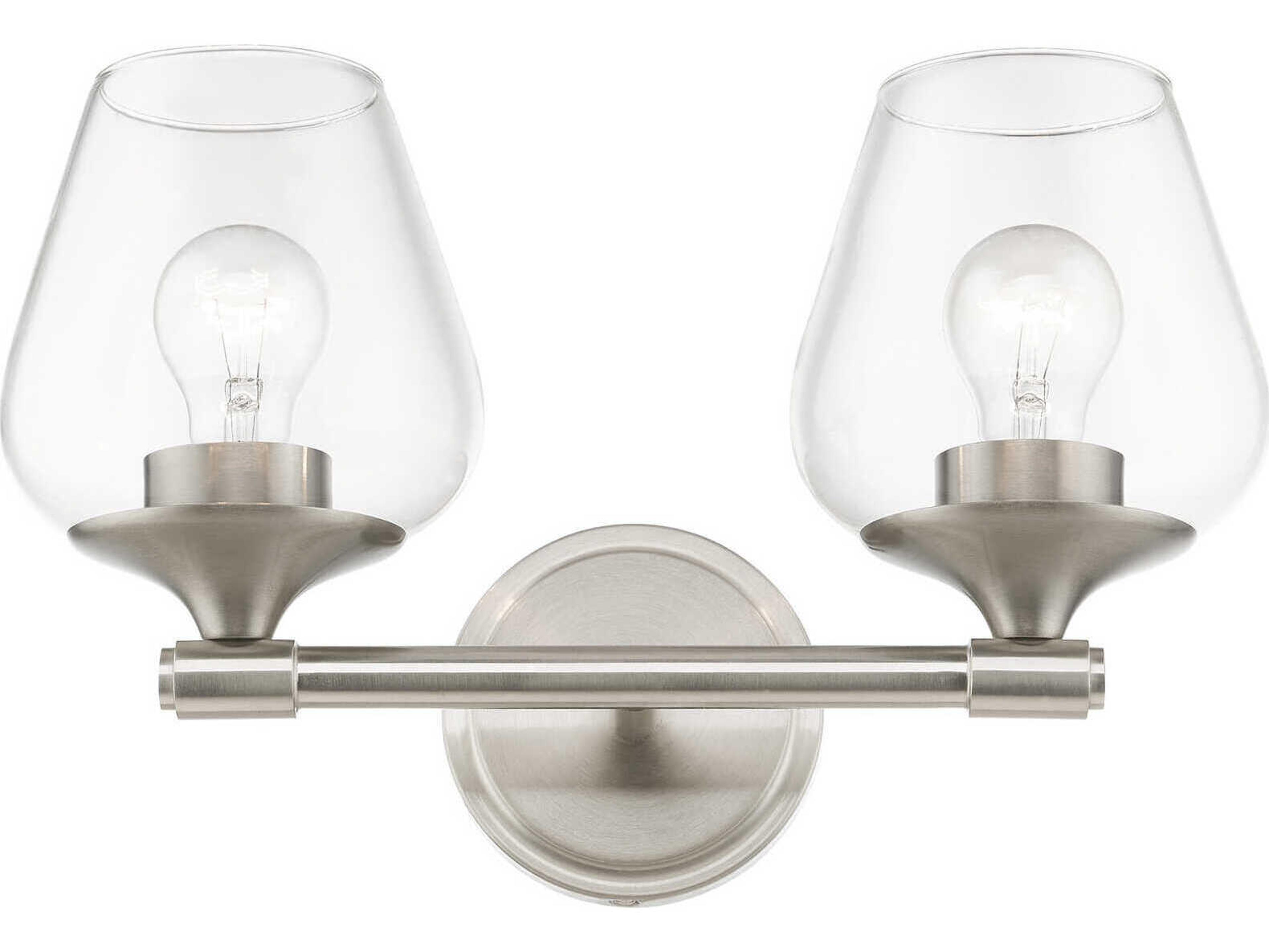 Livex Lighting Willow 2-Light Brushed Nickel Glass Vanity Light