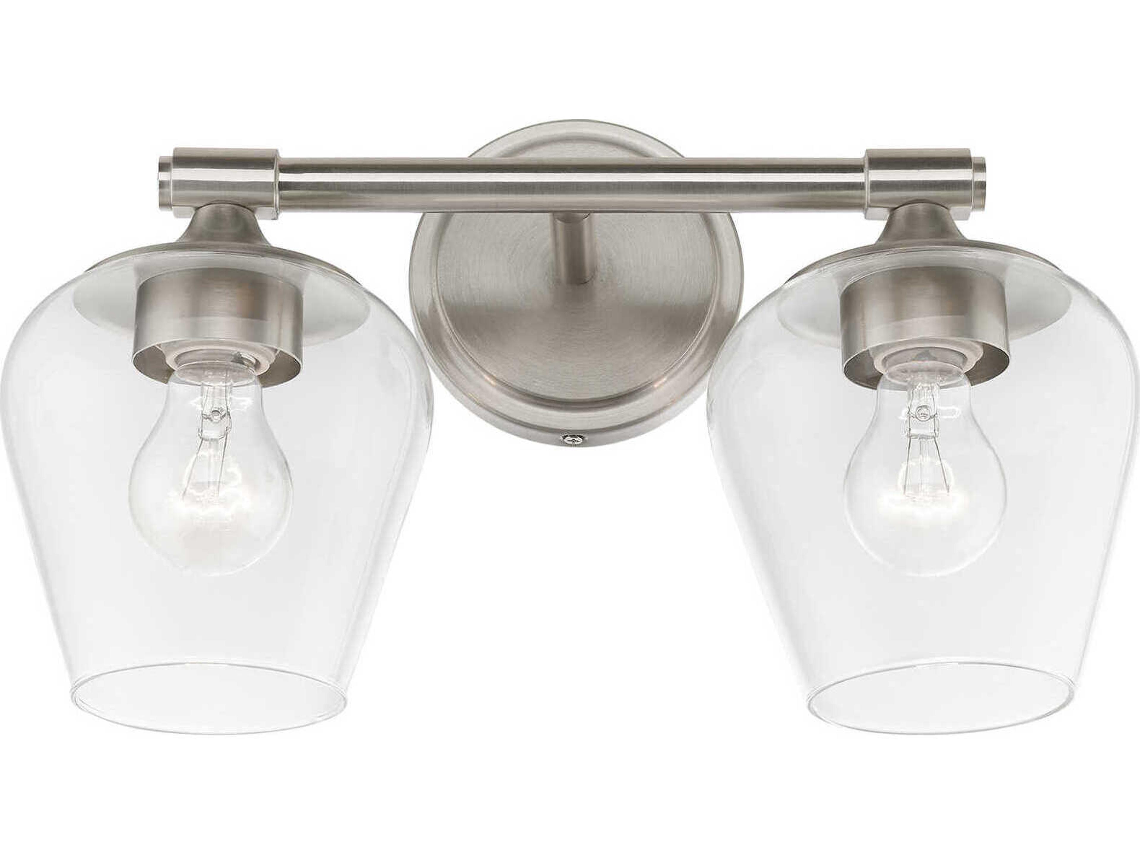Livex Lighting Willow 2-Light Brushed Nickel Glass Vanity Light