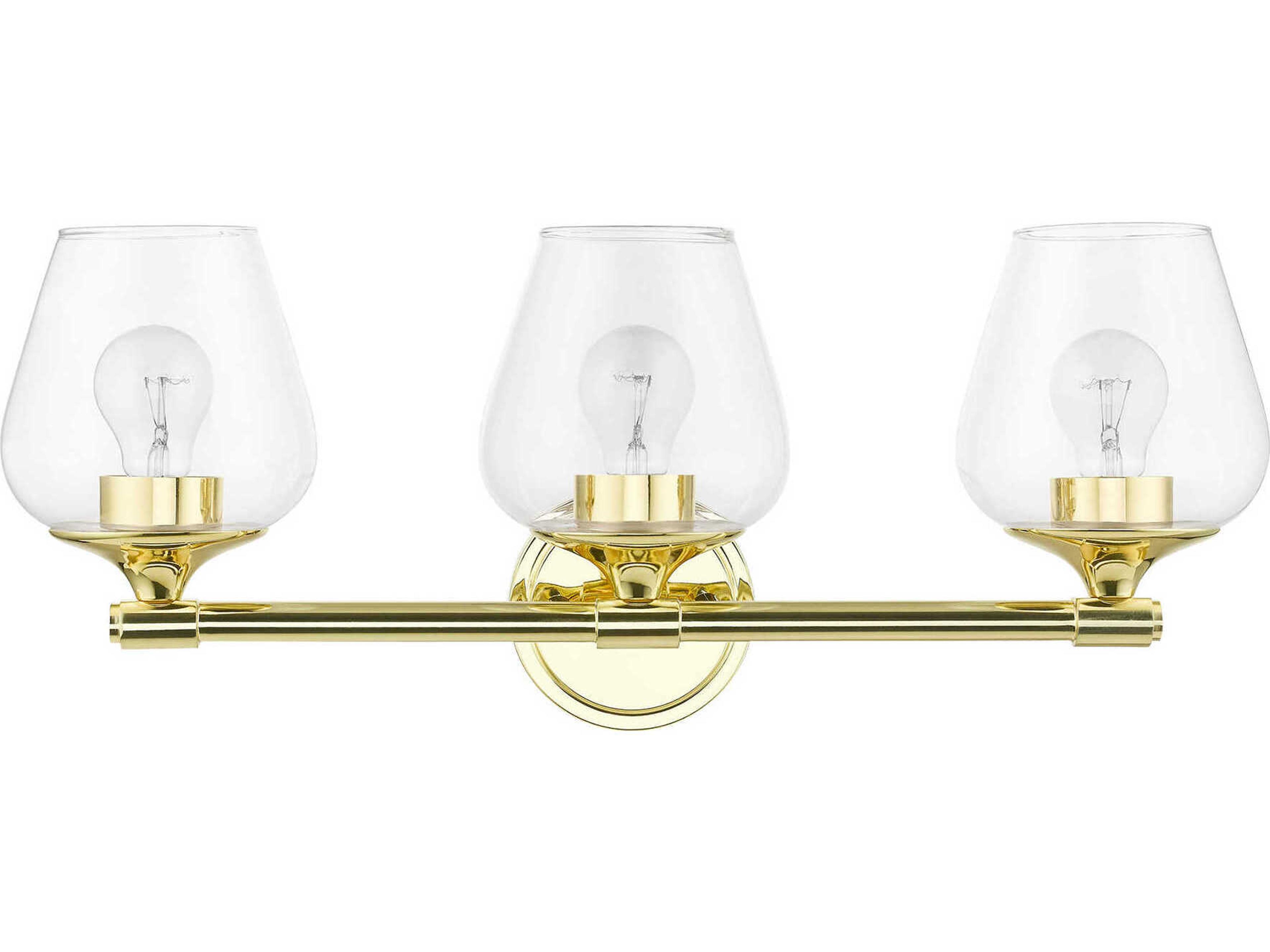 Livex Lighting Willow 3-Light Polished Brass Glass Vanity Light