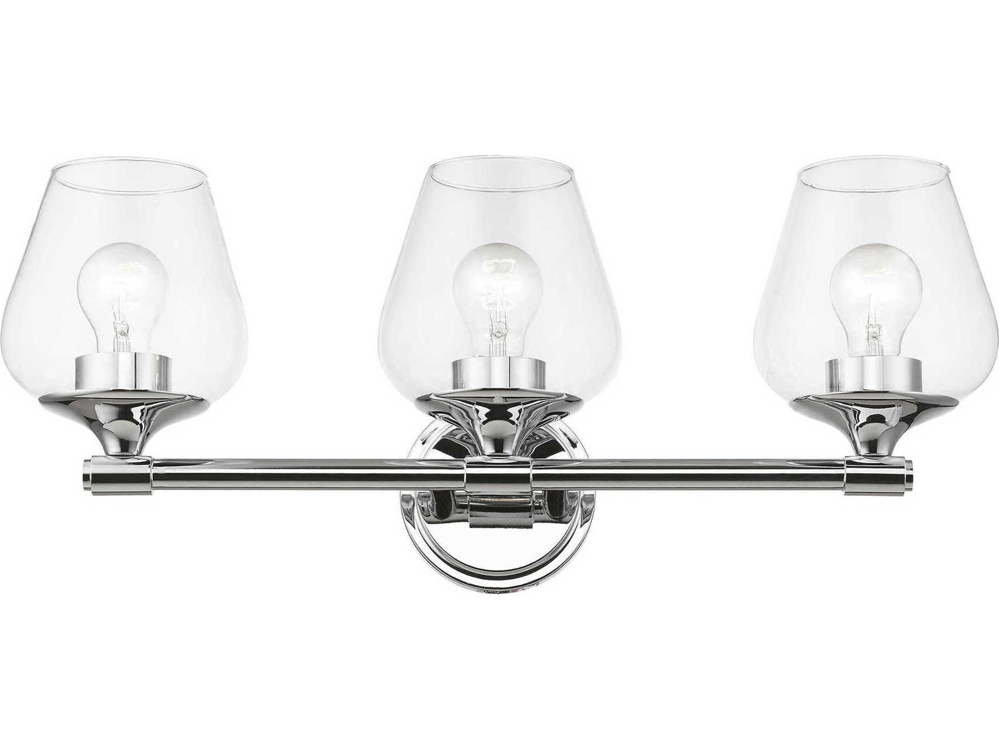 Willow 3-Light Polished Chrome Glass Vanity Light