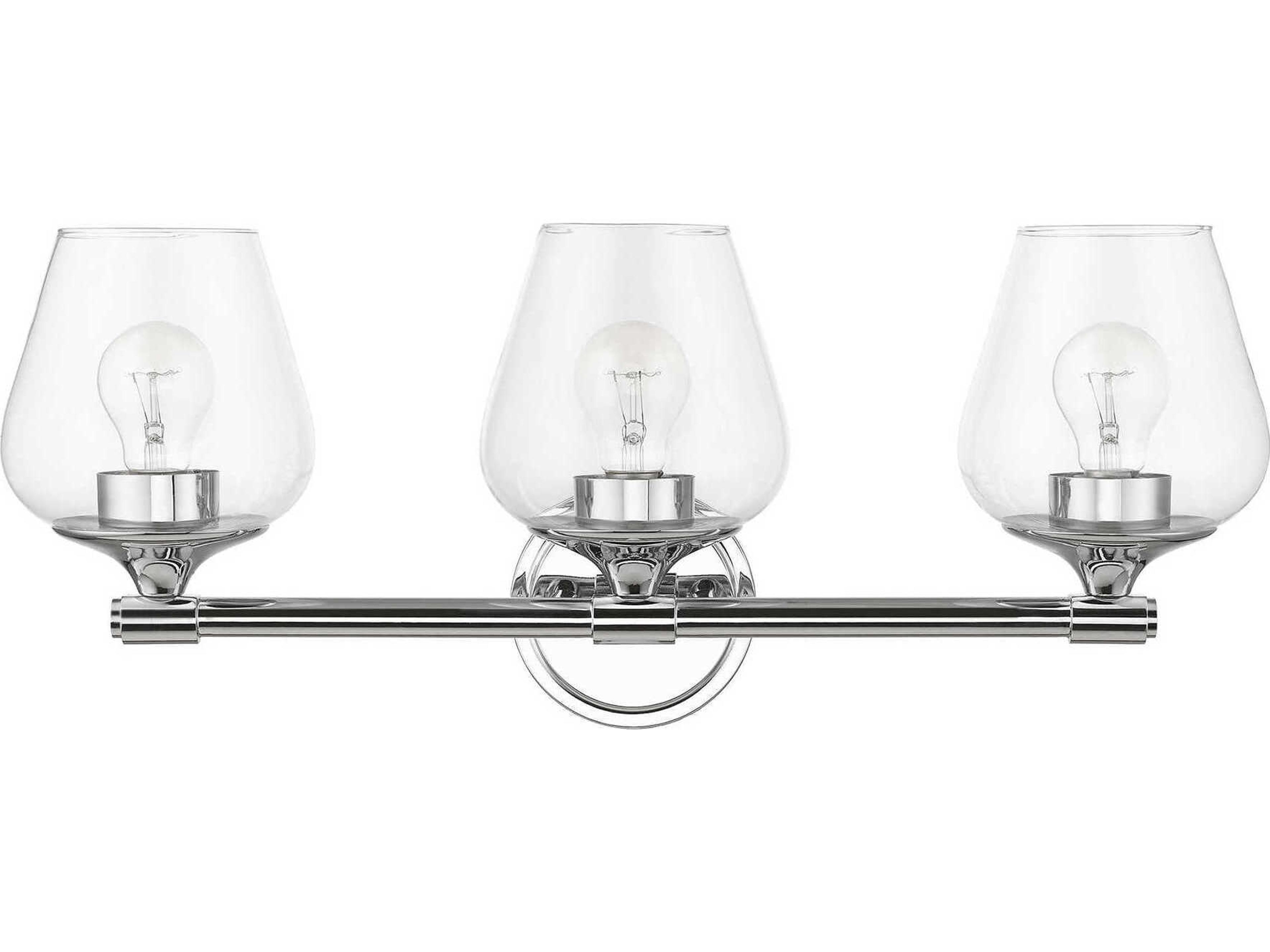 Livex Lighting Willow 3-Light Polished Chrome Glass Vanity Light