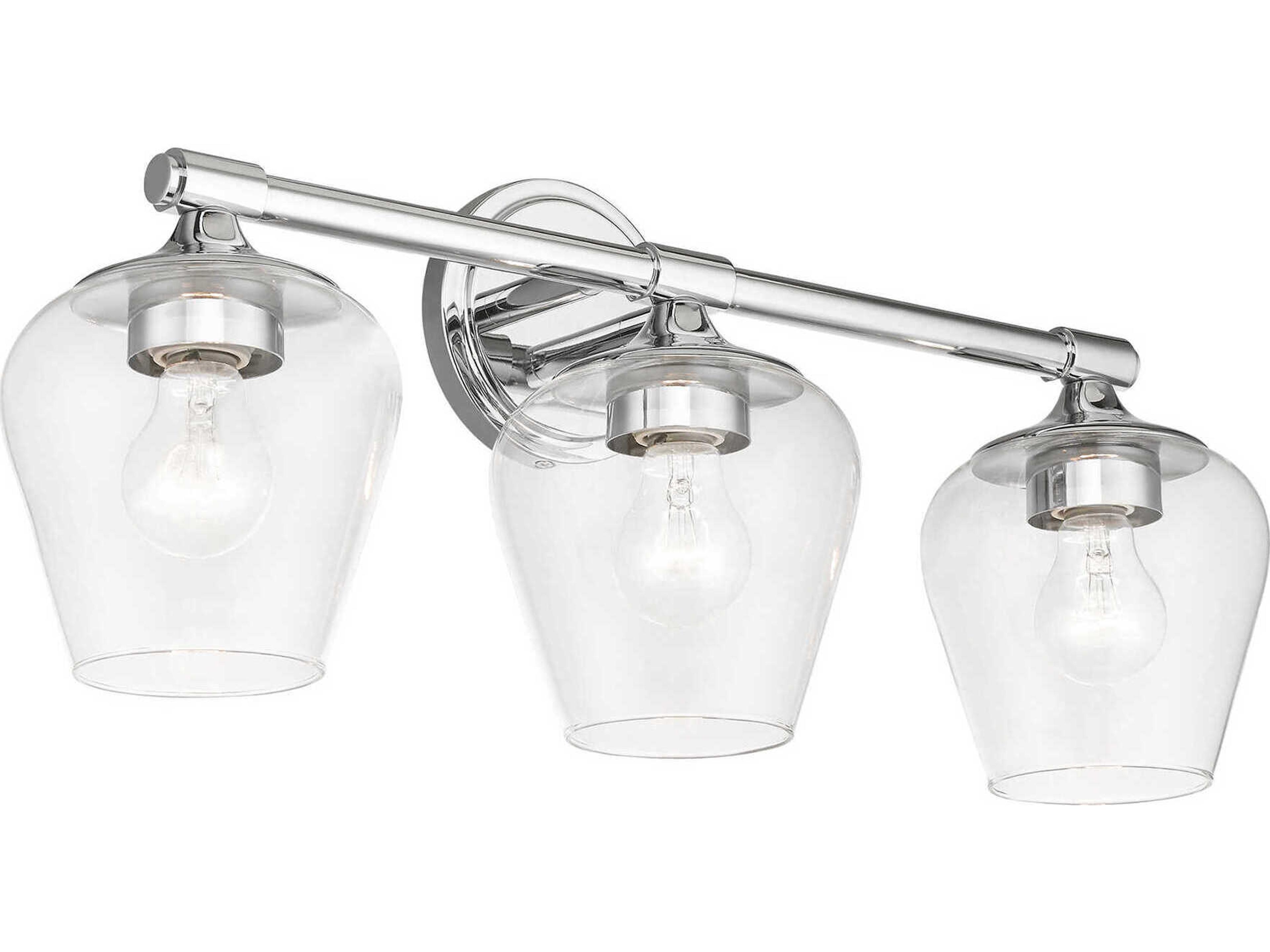 Livex Lighting Willow 3-Light Polished Chrome Glass Vanity Light