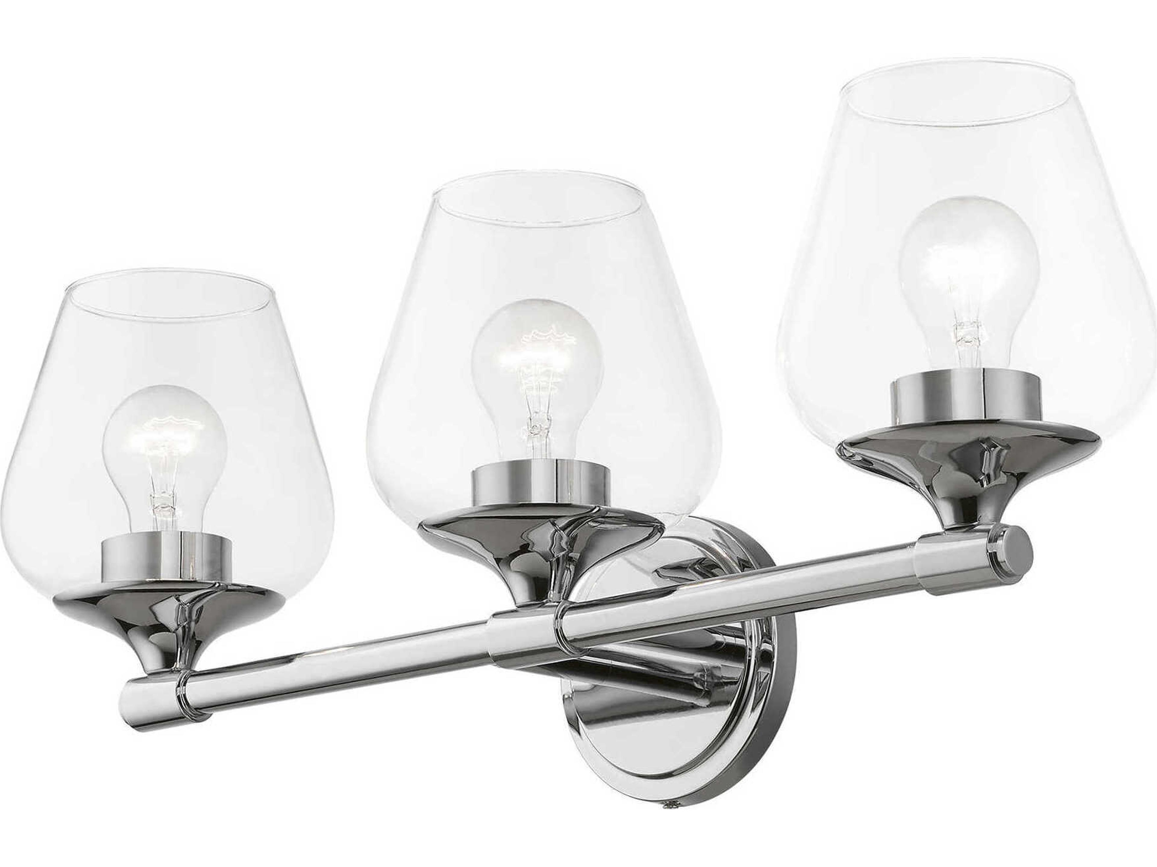 Livex Lighting Willow 3-Light Polished Chrome Glass Vanity Light