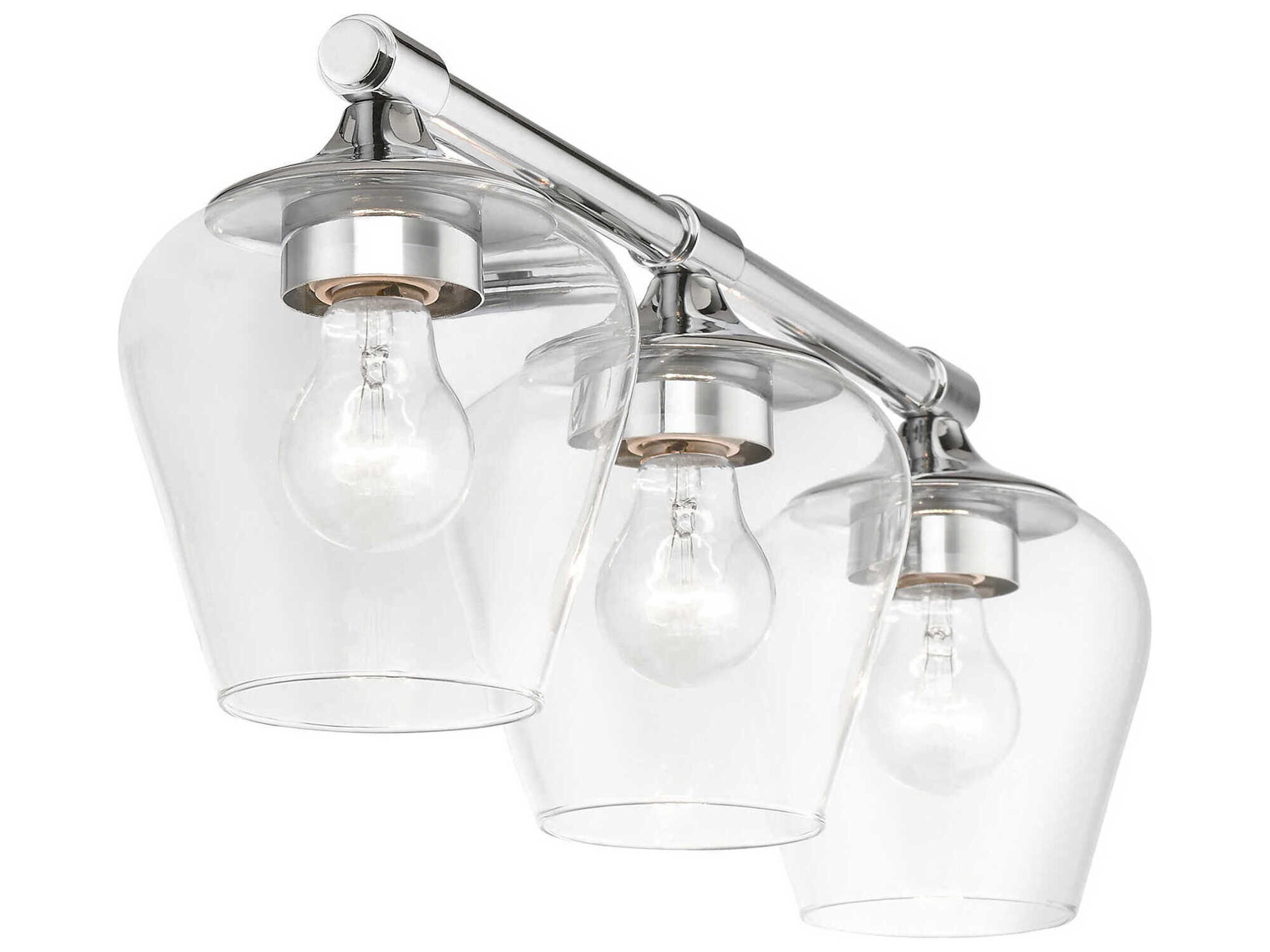 Livex Lighting Willow 3-Light Polished Chrome Glass Vanity Light