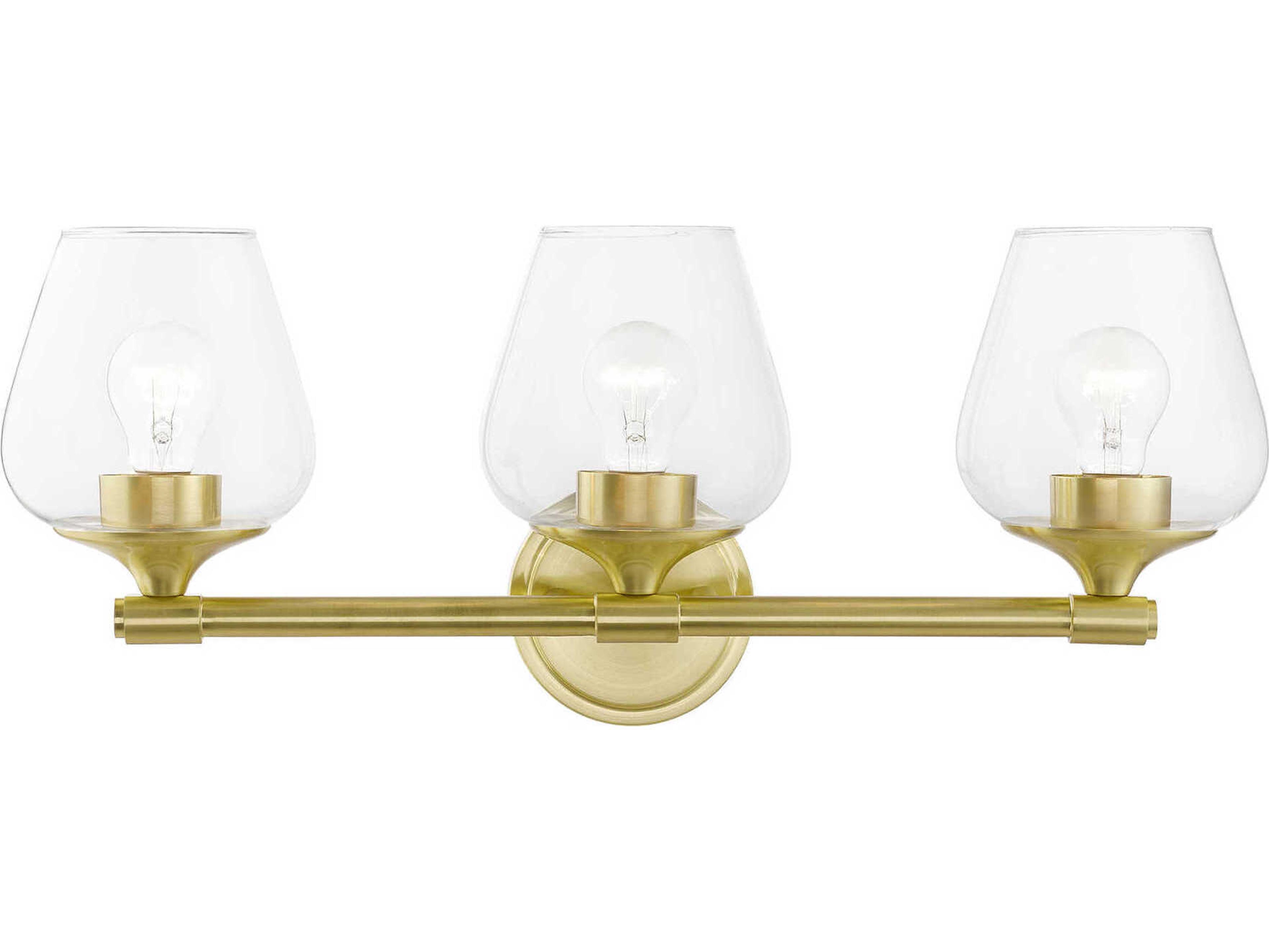 Willow 3-Light Satin Brass Glass Vanity Light