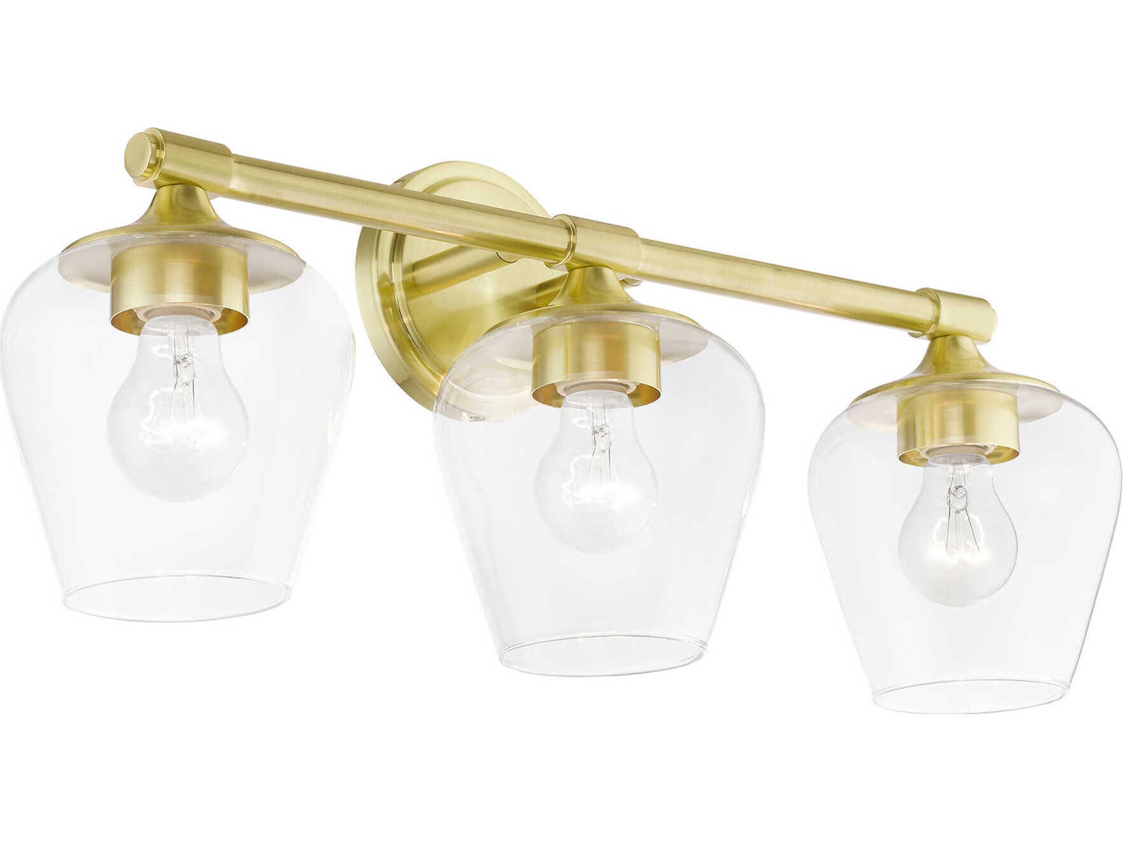 Livex Lighting Willow 3-Light Satin Brass Glass Vanity Light