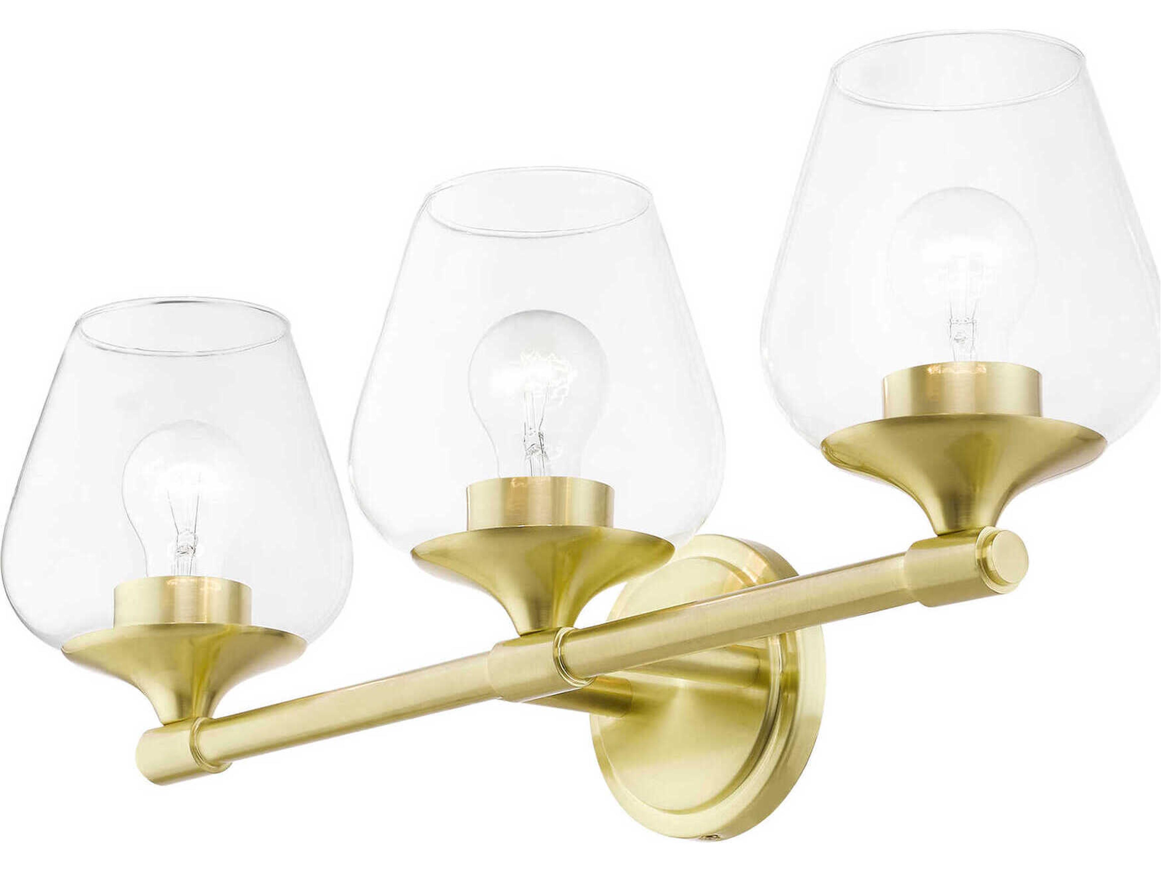 Livex Lighting Willow 3-Light Satin Brass Glass Vanity Light