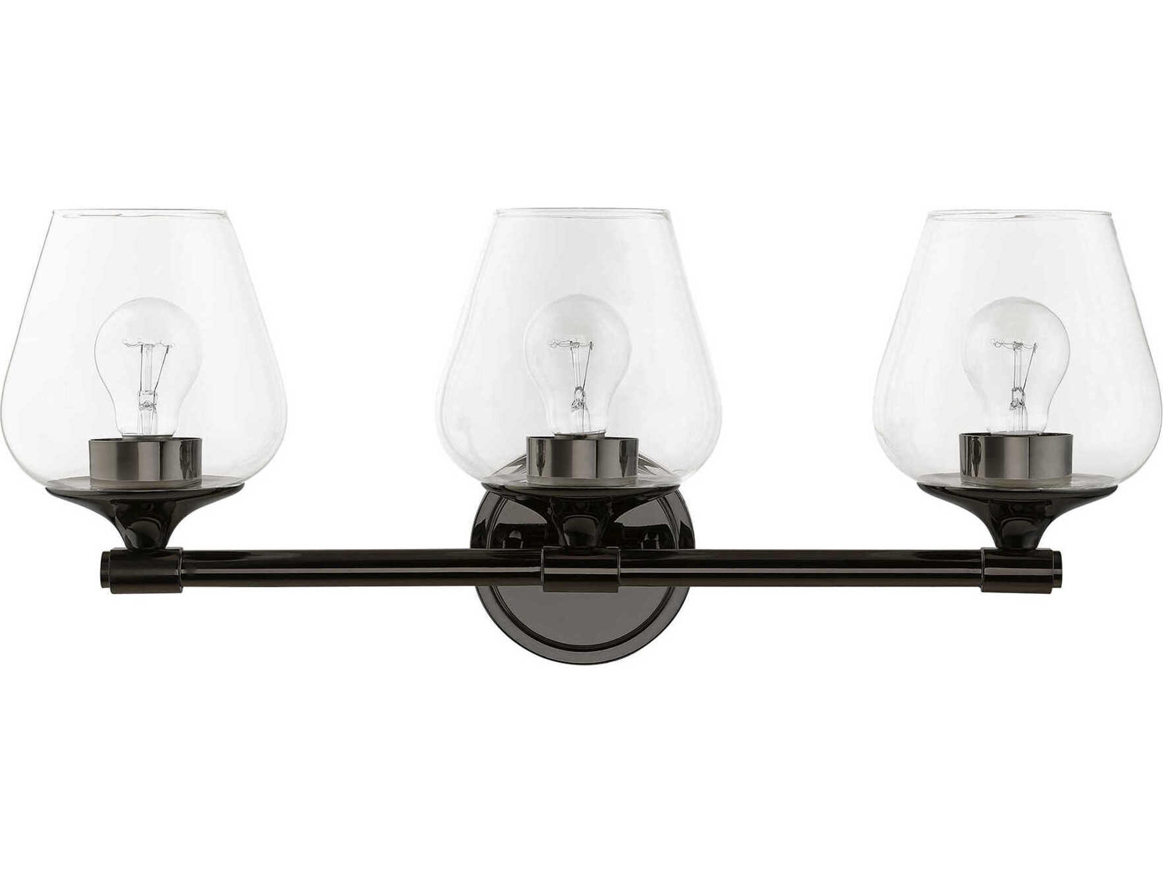 Livex Lighting Willow 3-Light Black Chrome Glass Vanity Light