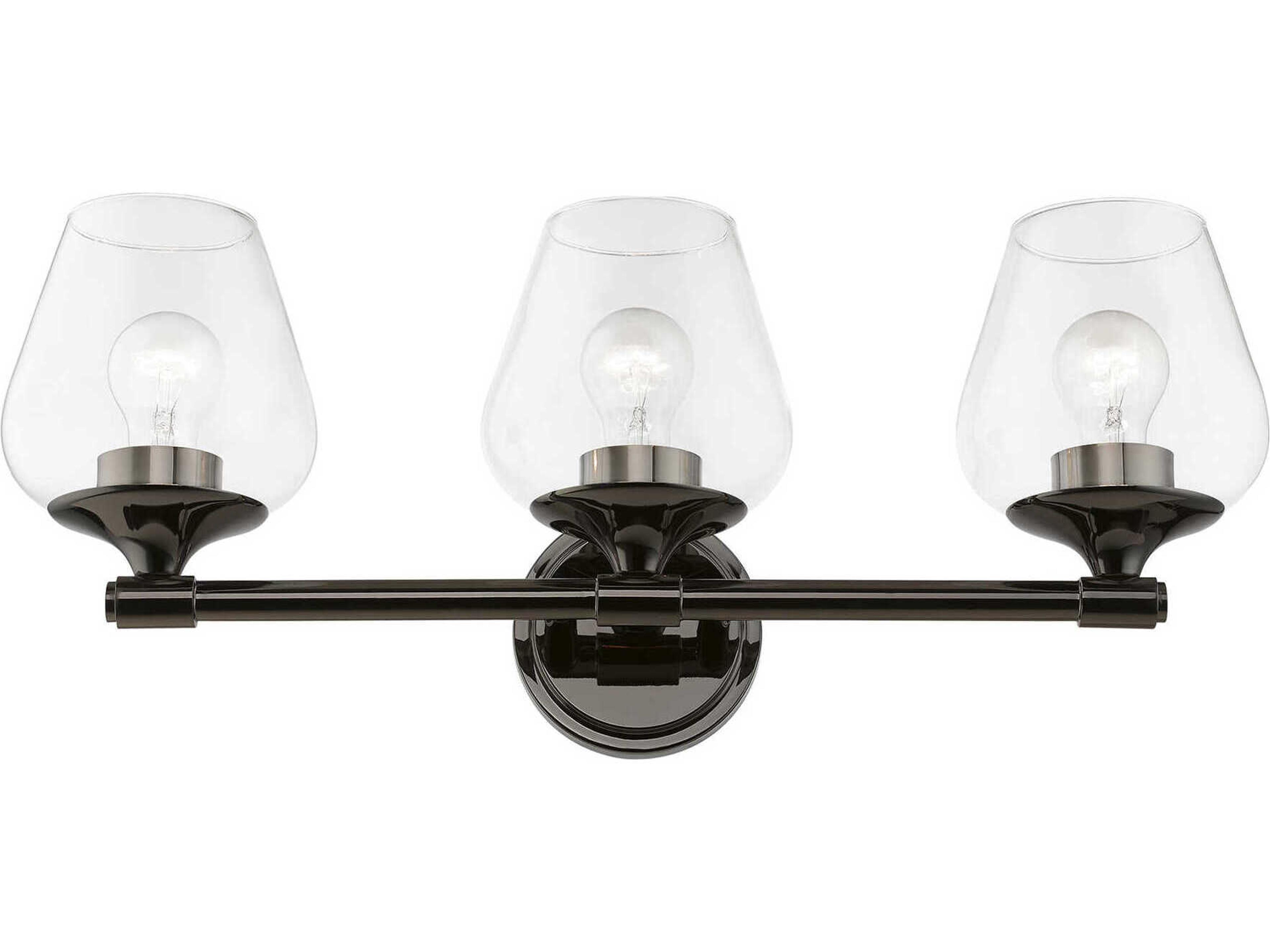 Livex Lighting Willow 3-Light Black Chrome Glass Vanity Light