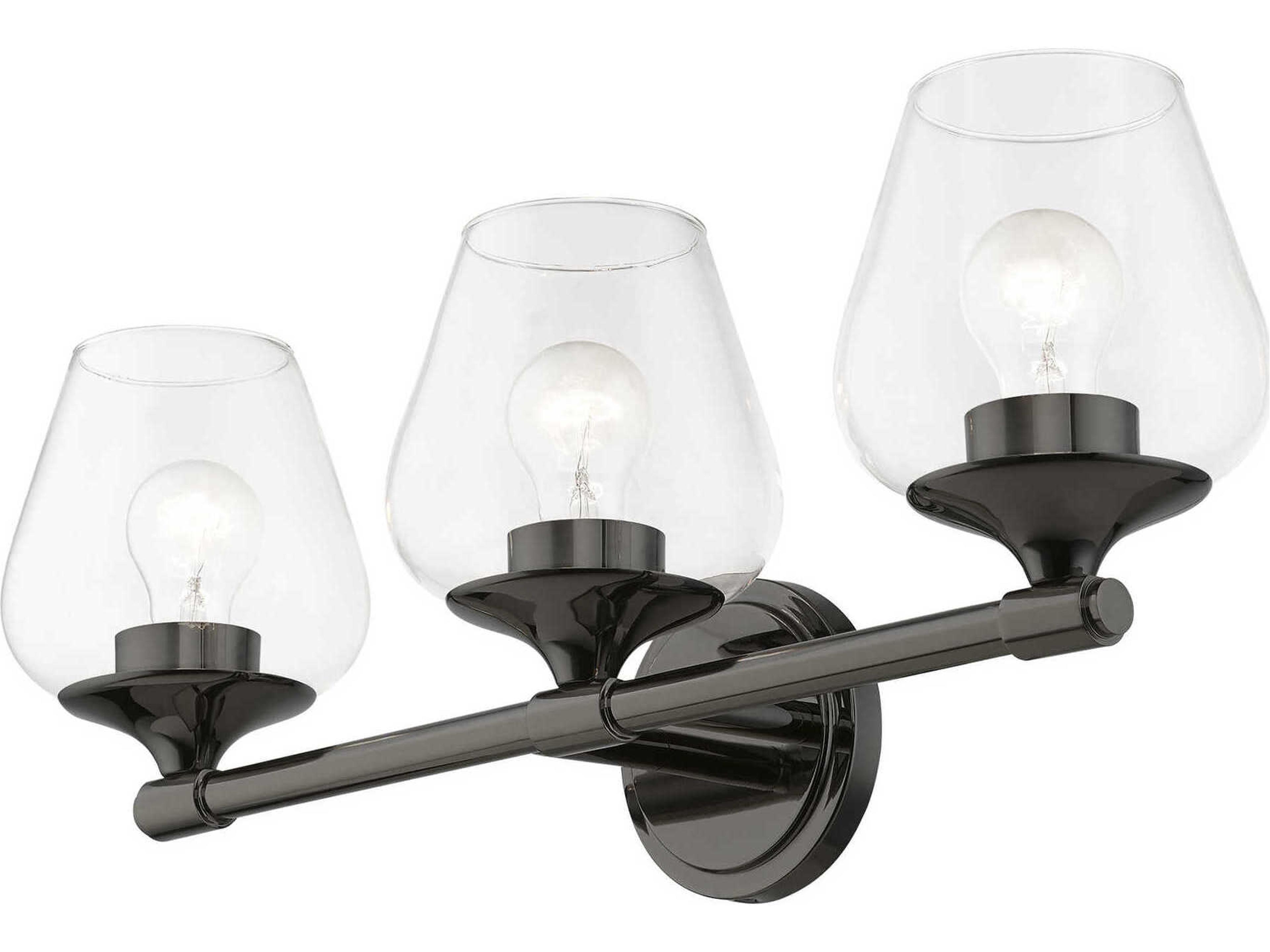 Livex Lighting Willow 3-Light Black Chrome Glass Vanity Light