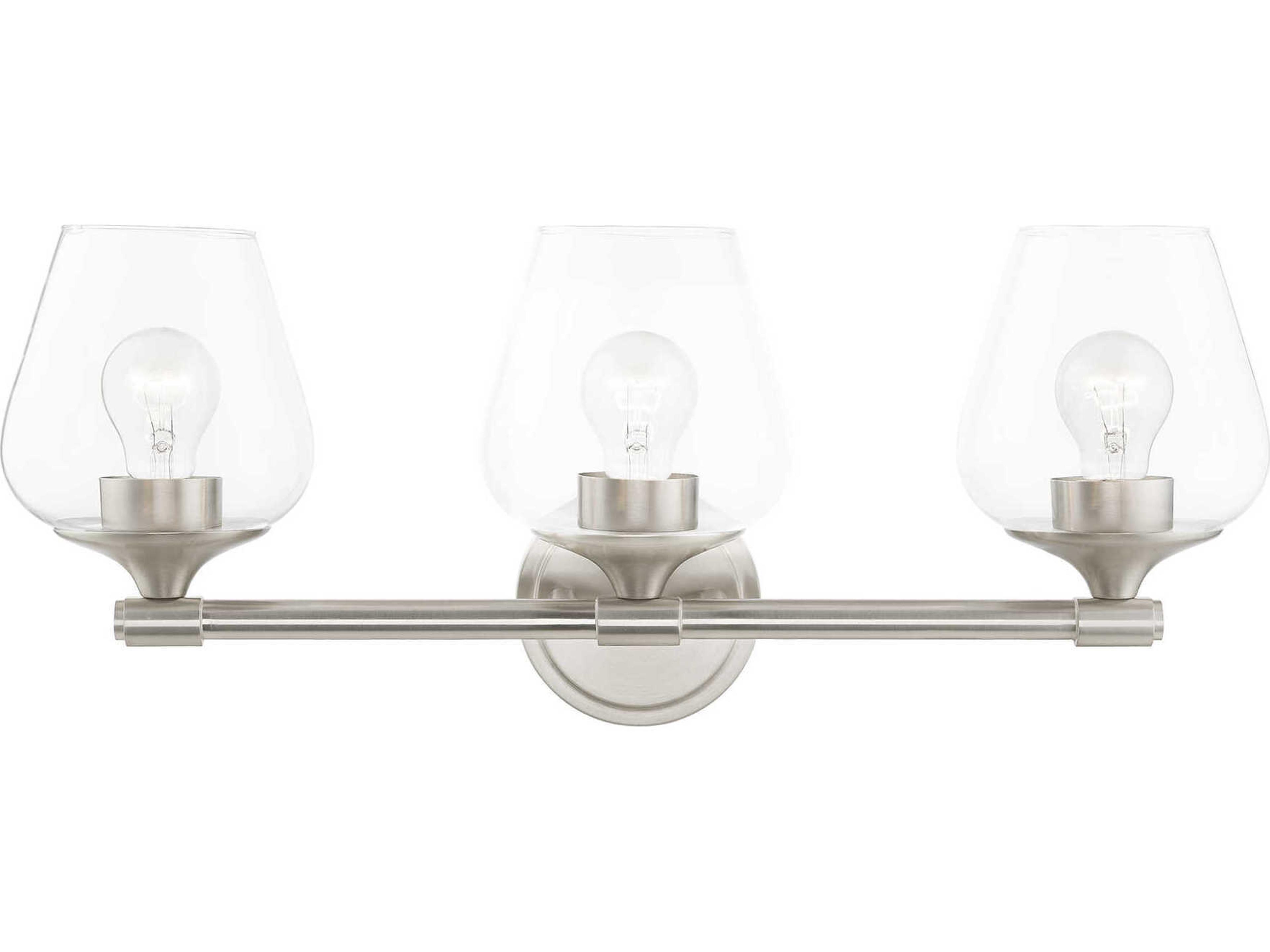 Willow 3-Light Brushed Nickel Glass Vanity Light