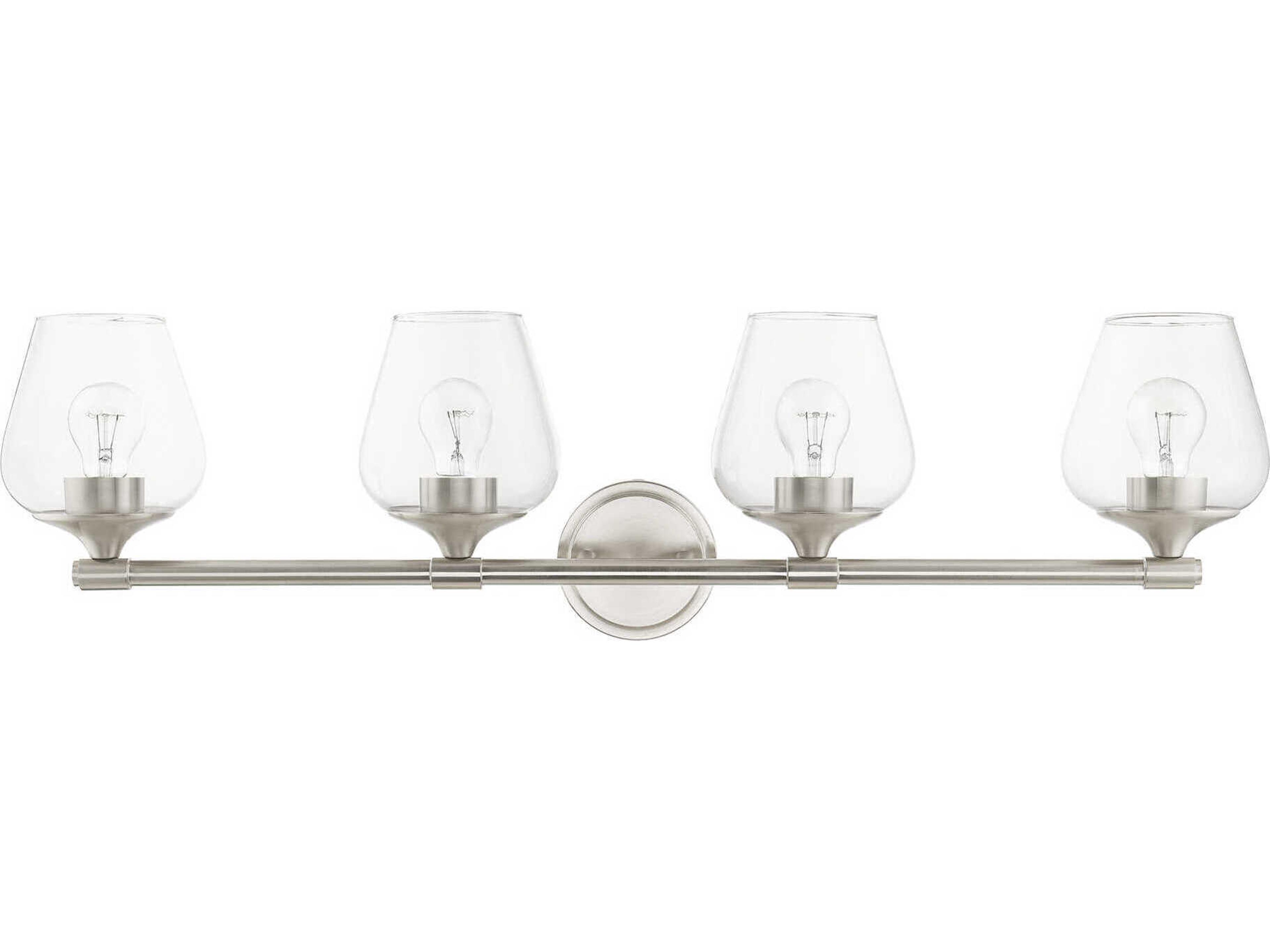 Livex Lighting Willow 4-Light Brushed Nickel Glass Vanity Light