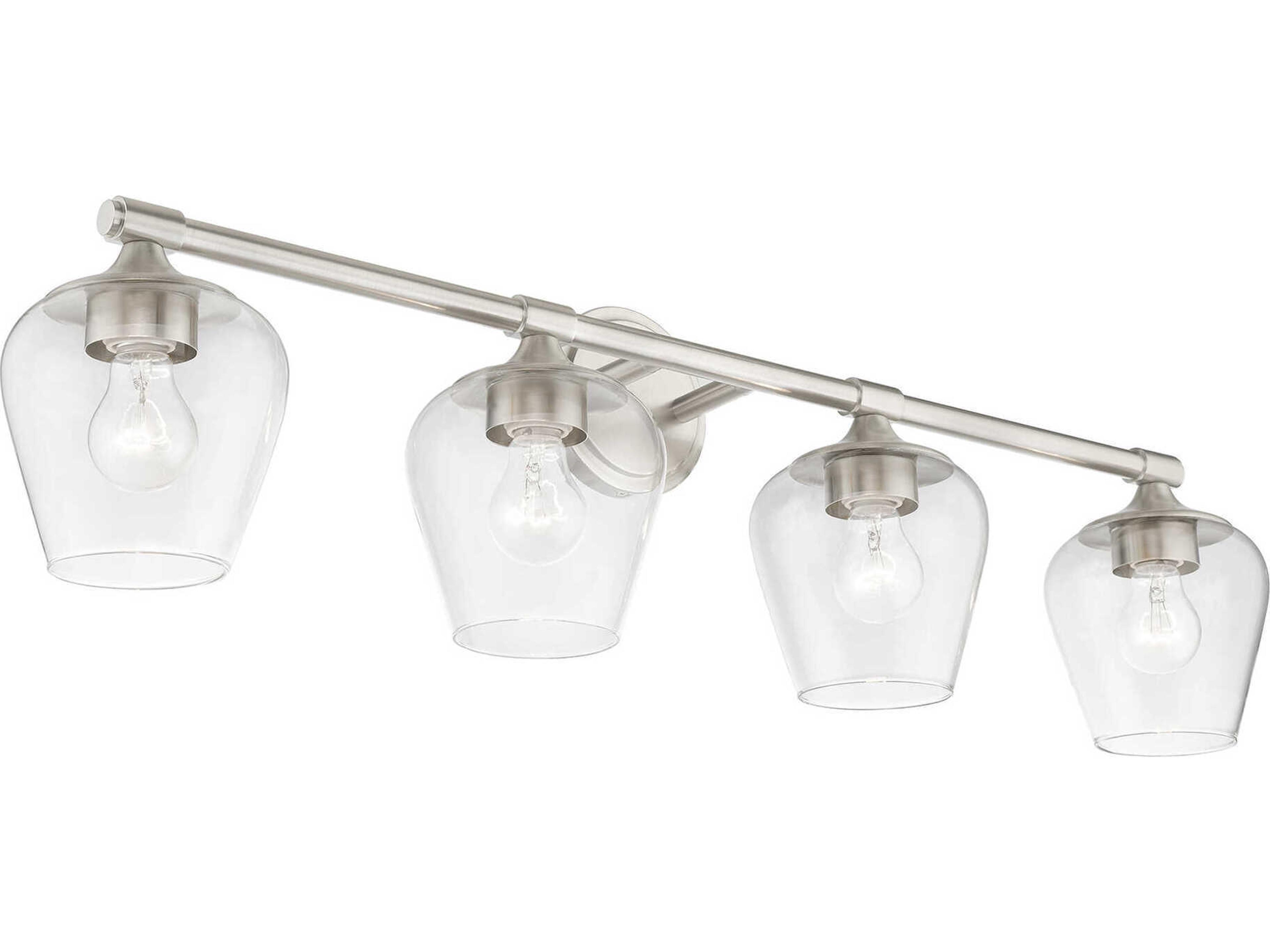Livex Lighting Willow 4-Light Brushed Nickel Glass Vanity Light