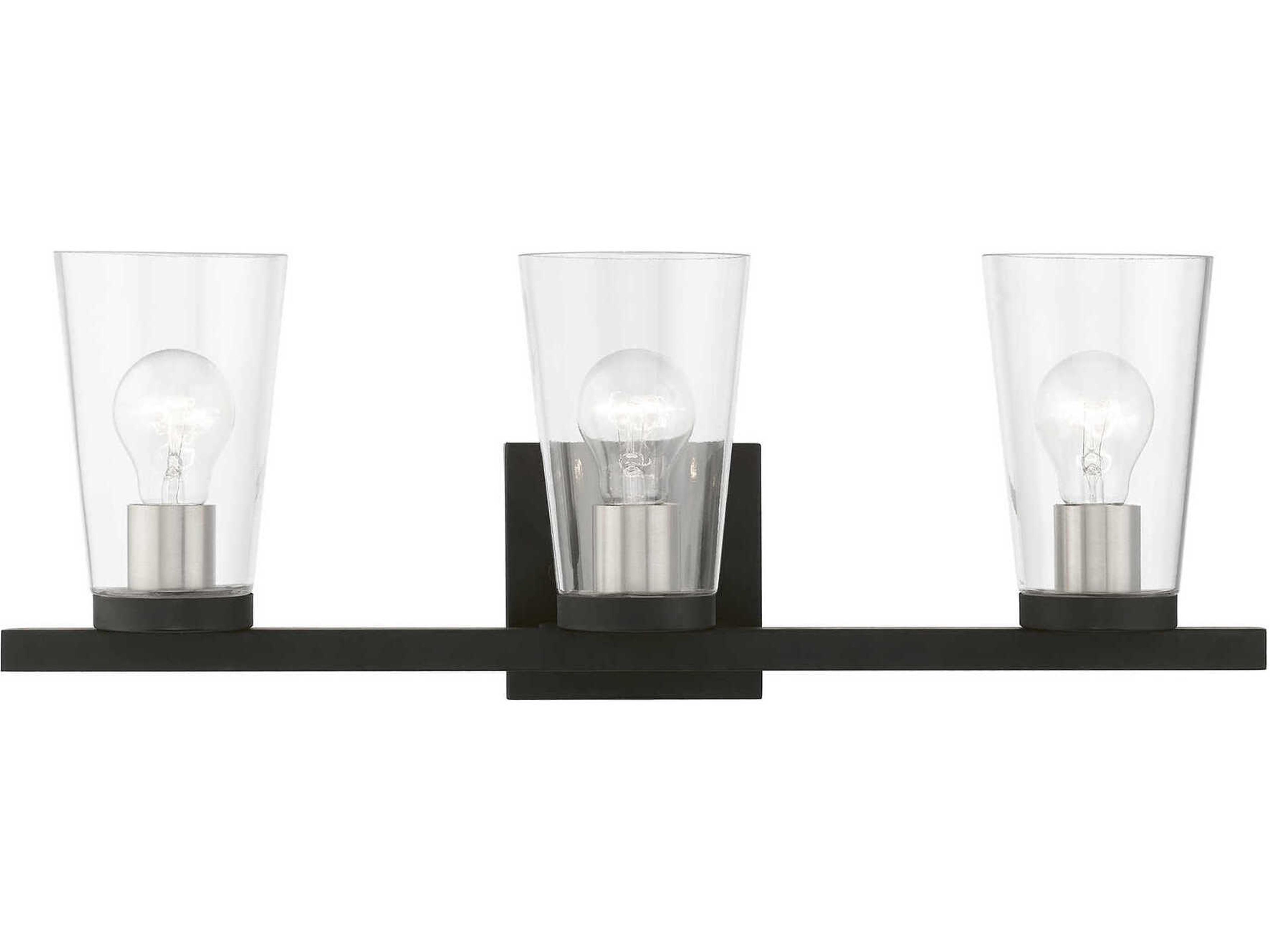 Cityview 3-Light Black Brushed Nickel Glass Vanity Light