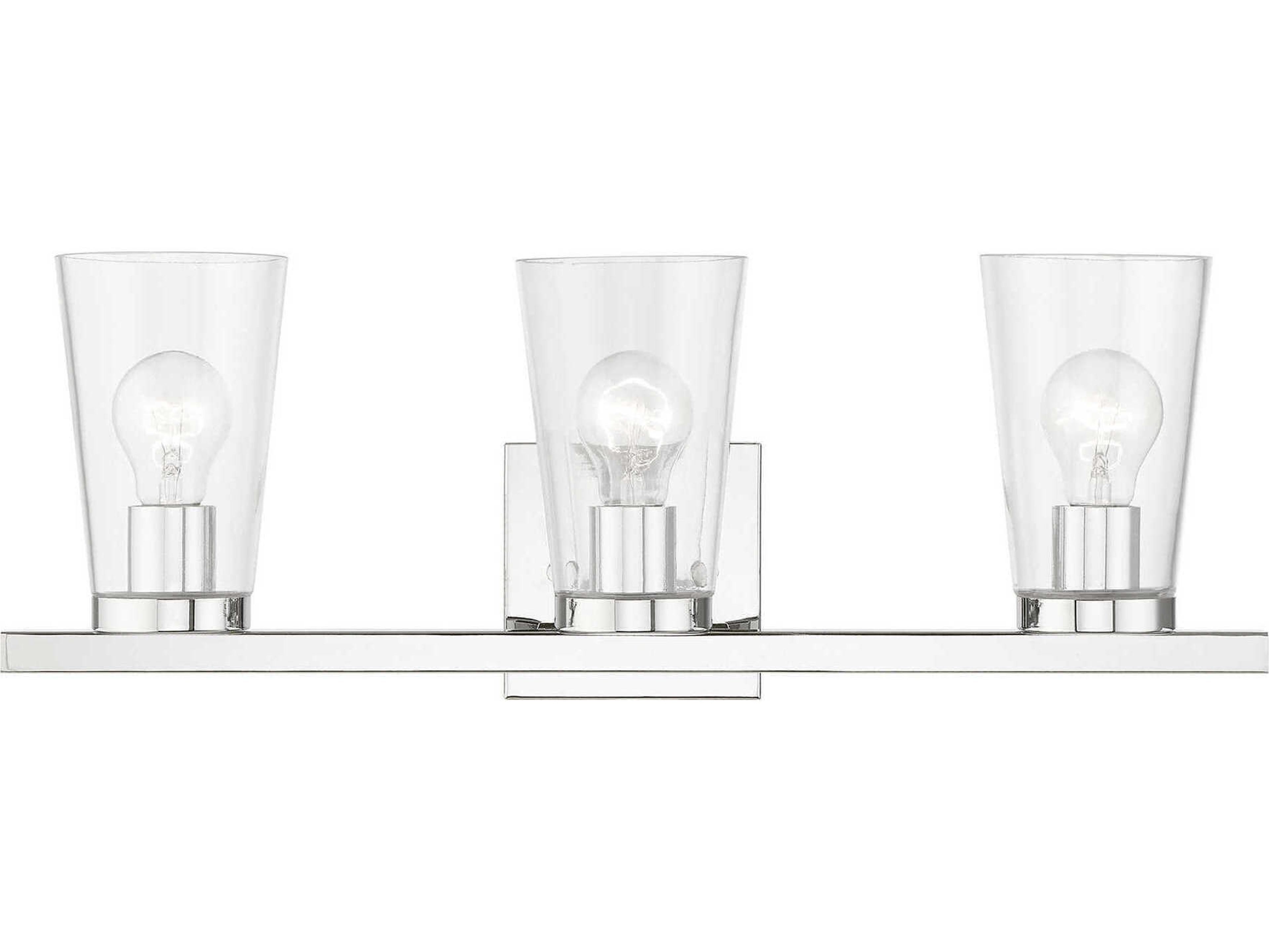 Cityview 3-Light Polished Chrome Glass Vanity Light