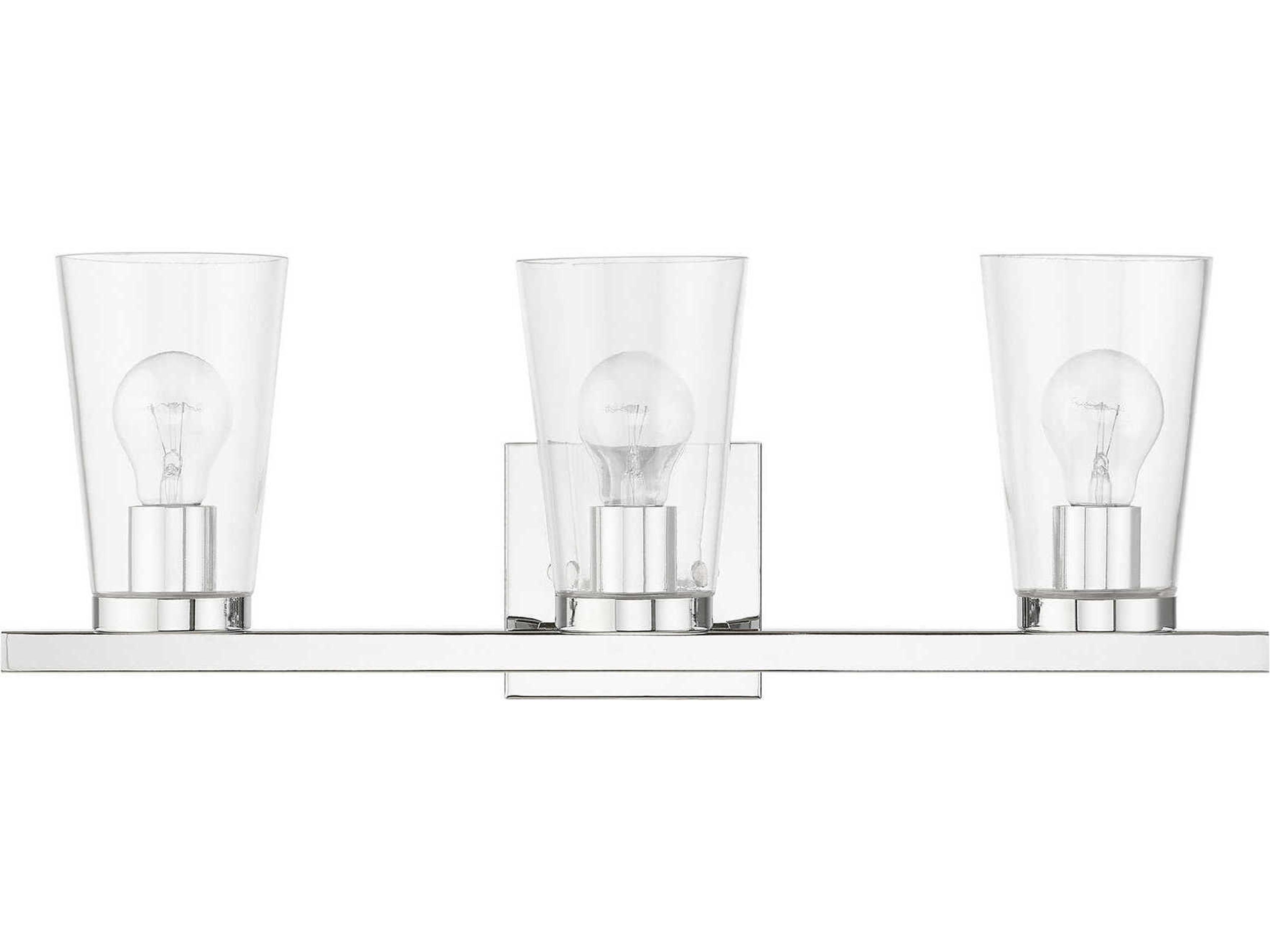 Livex Lighting Cityview 3-Light Polished Chrome Glass Vanity Light