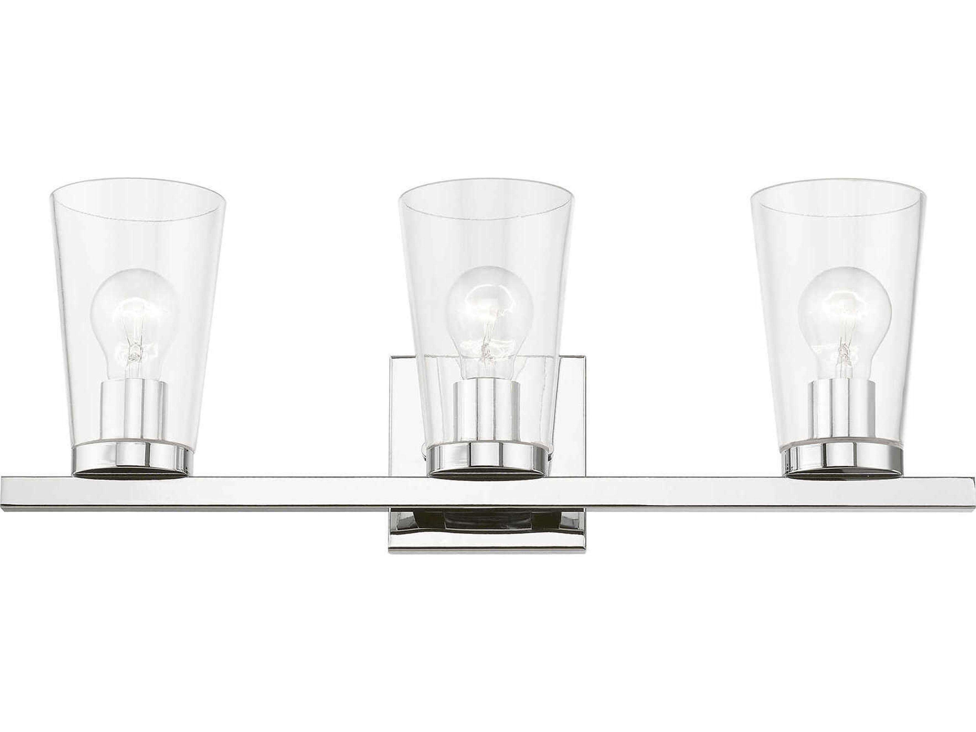Livex Lighting Cityview 3-Light Polished Chrome Glass Vanity Light