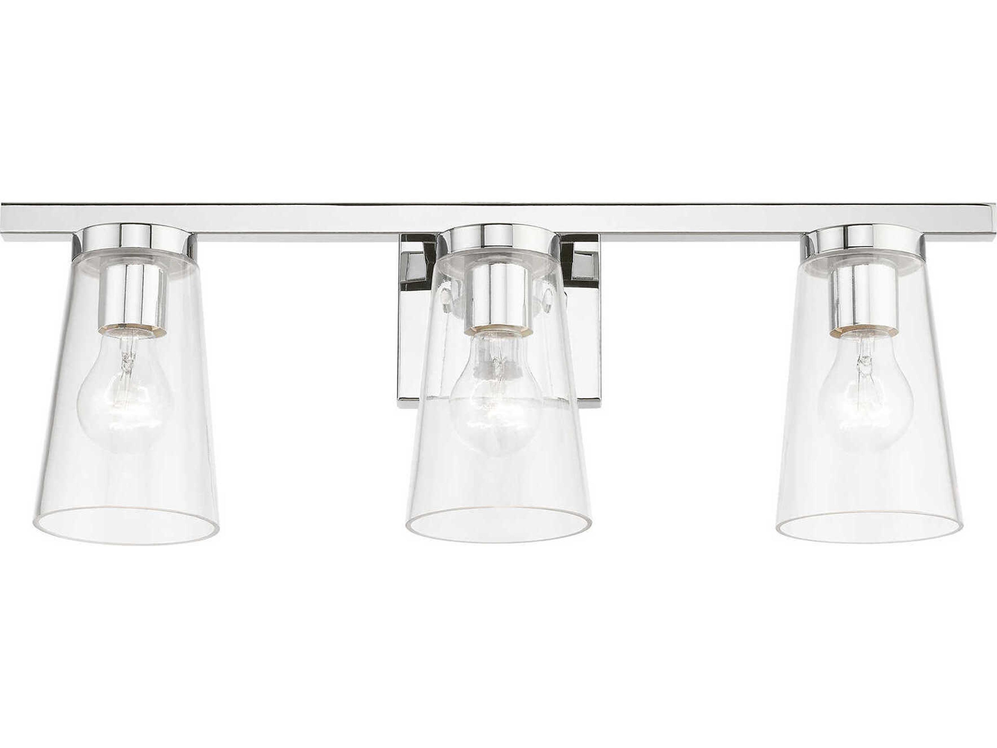 Livex Lighting Cityview 3-Light Polished Chrome Glass Vanity Light
