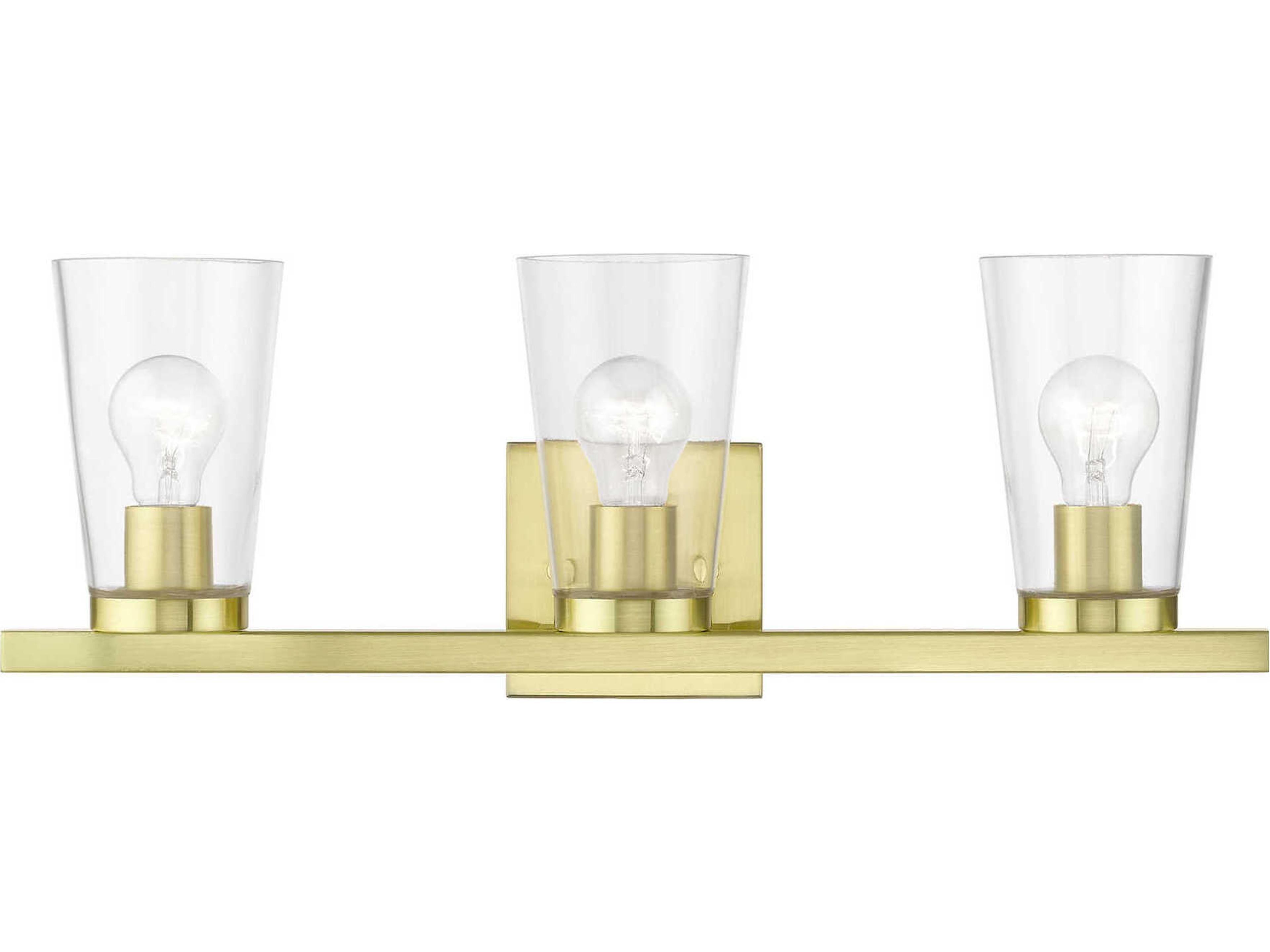 Cityview 3-Light Satin Brass Glass Vanity Light