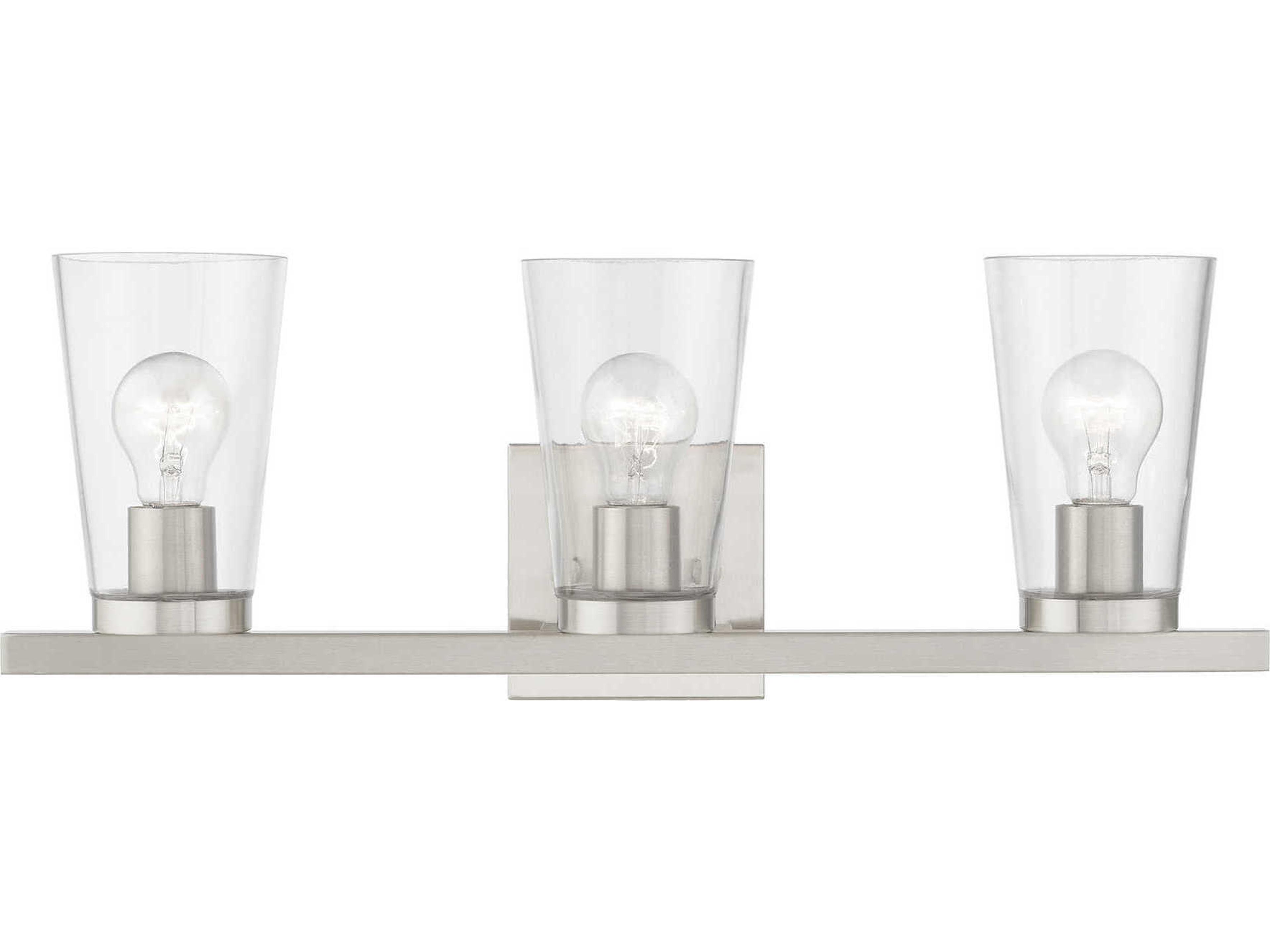 Cityview 3-Light Brushed Nickel Glass Vanity Light