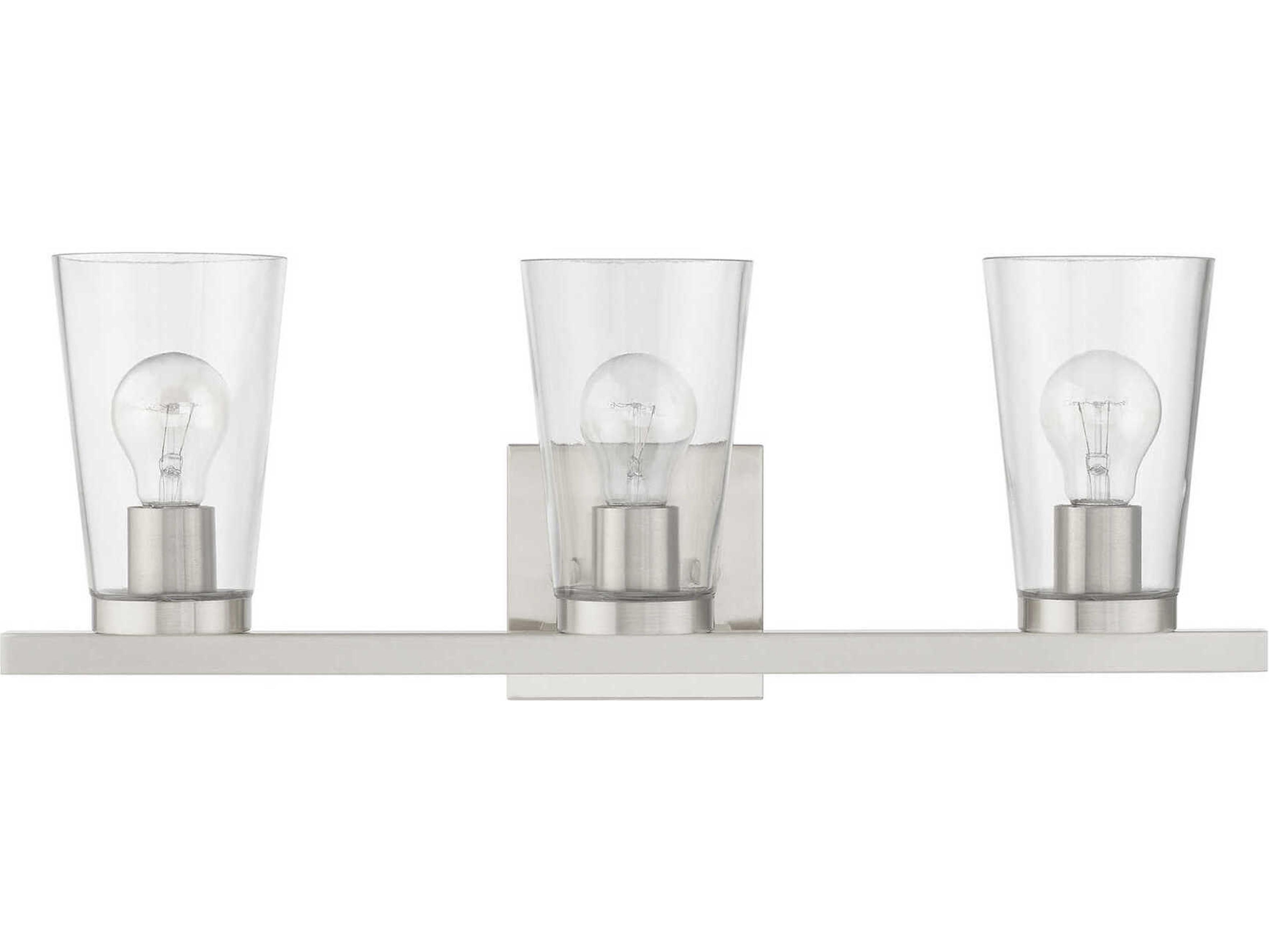 Livex Lighting Cityview 3-Light Brushed Nickel Glass Vanity Light