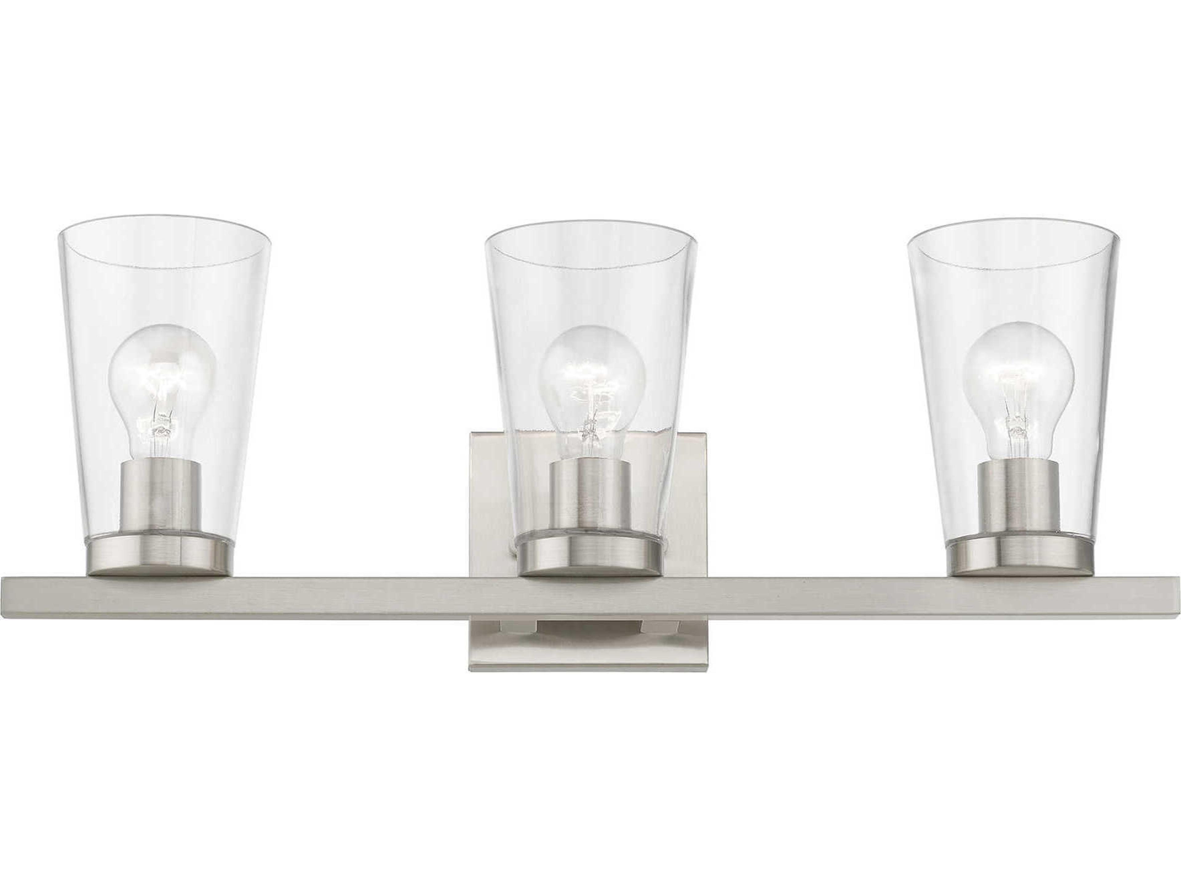 Livex Lighting Cityview 3-Light Brushed Nickel Glass Vanity Light