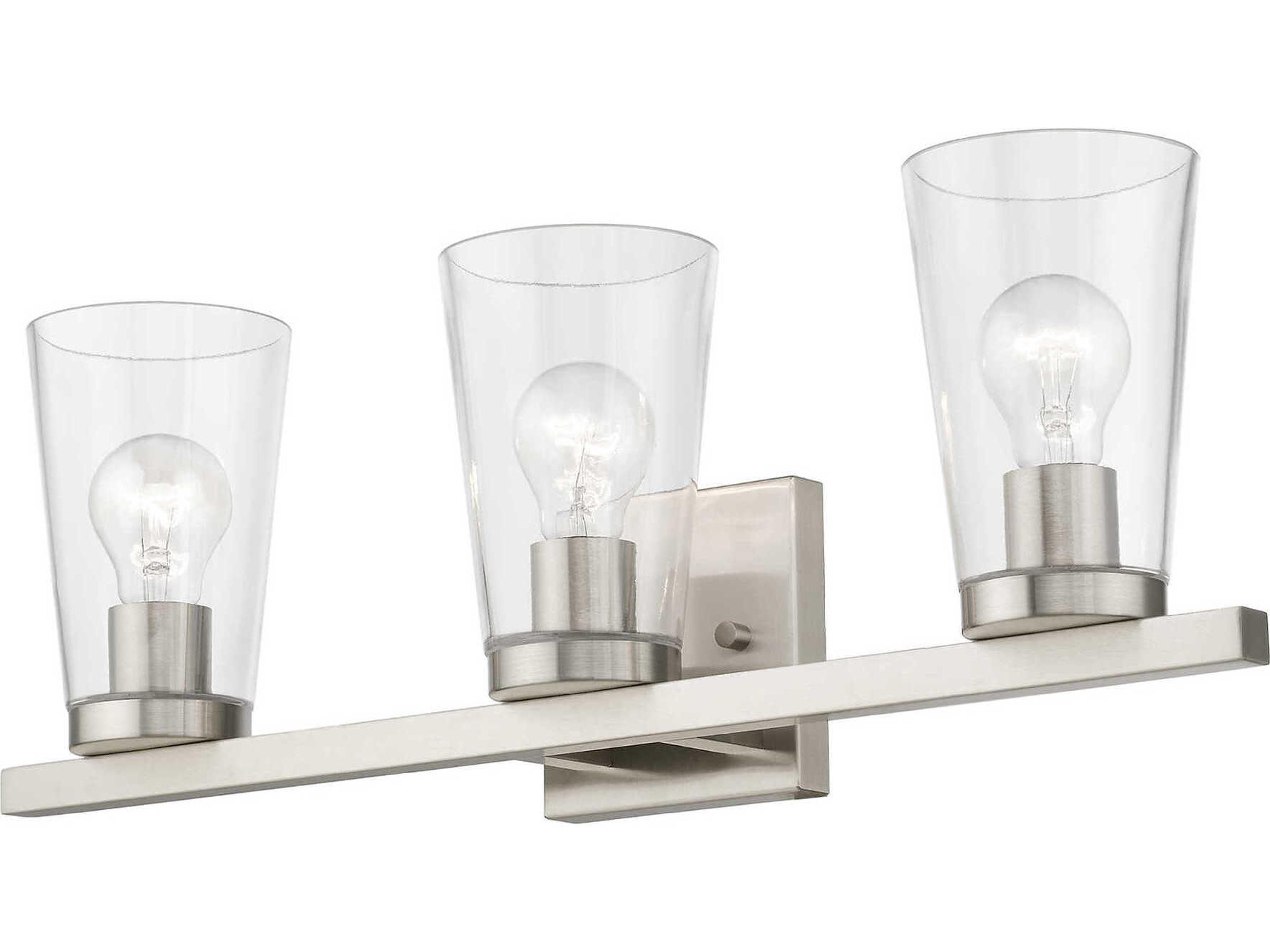 Livex Lighting Cityview 3-Light Brushed Nickel Glass Vanity Light