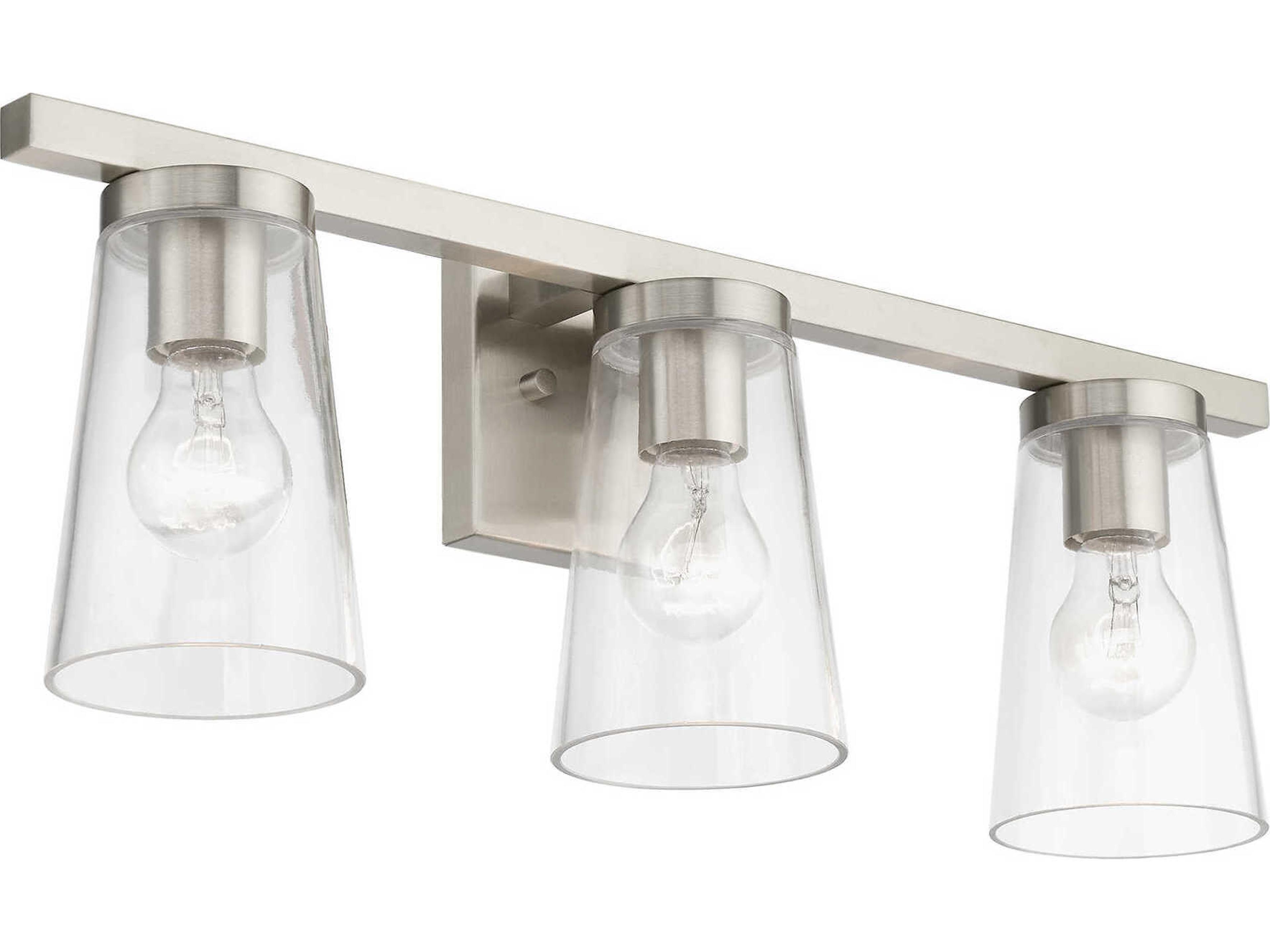 Livex Lighting Cityview 3-Light Brushed Nickel Glass Vanity Light