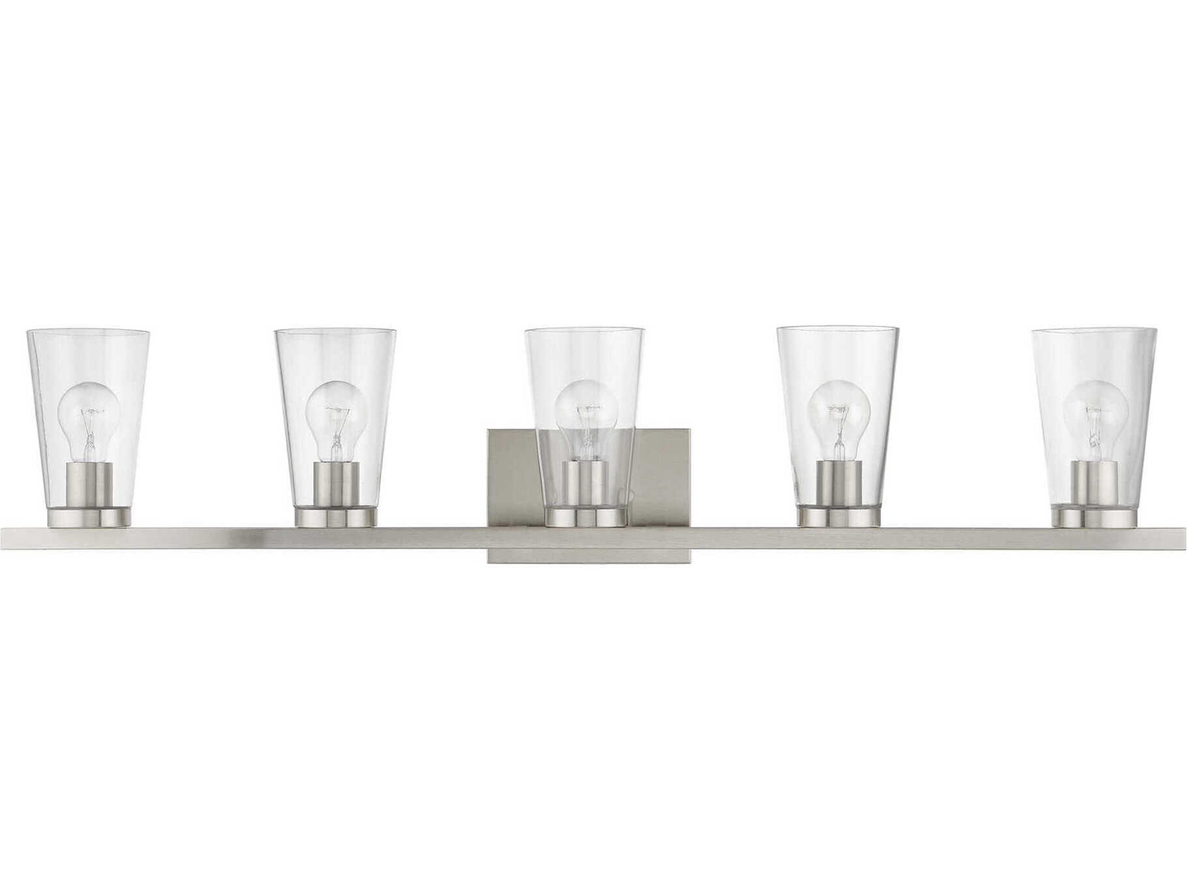 Livex Lighting Cityview 5-Light Brushed Nickel Glass Vanity Light