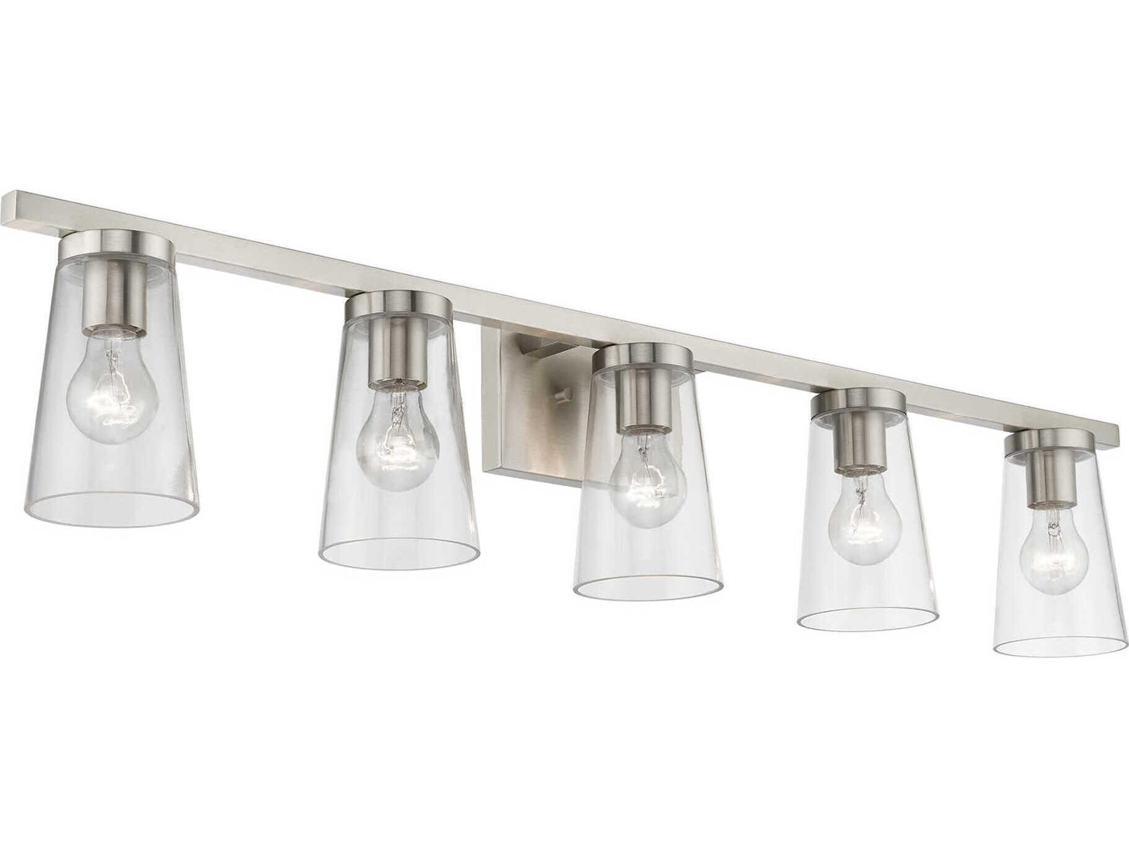 Livex Lighting Cityview 5-Light Brushed Nickel Glass Vanity Light