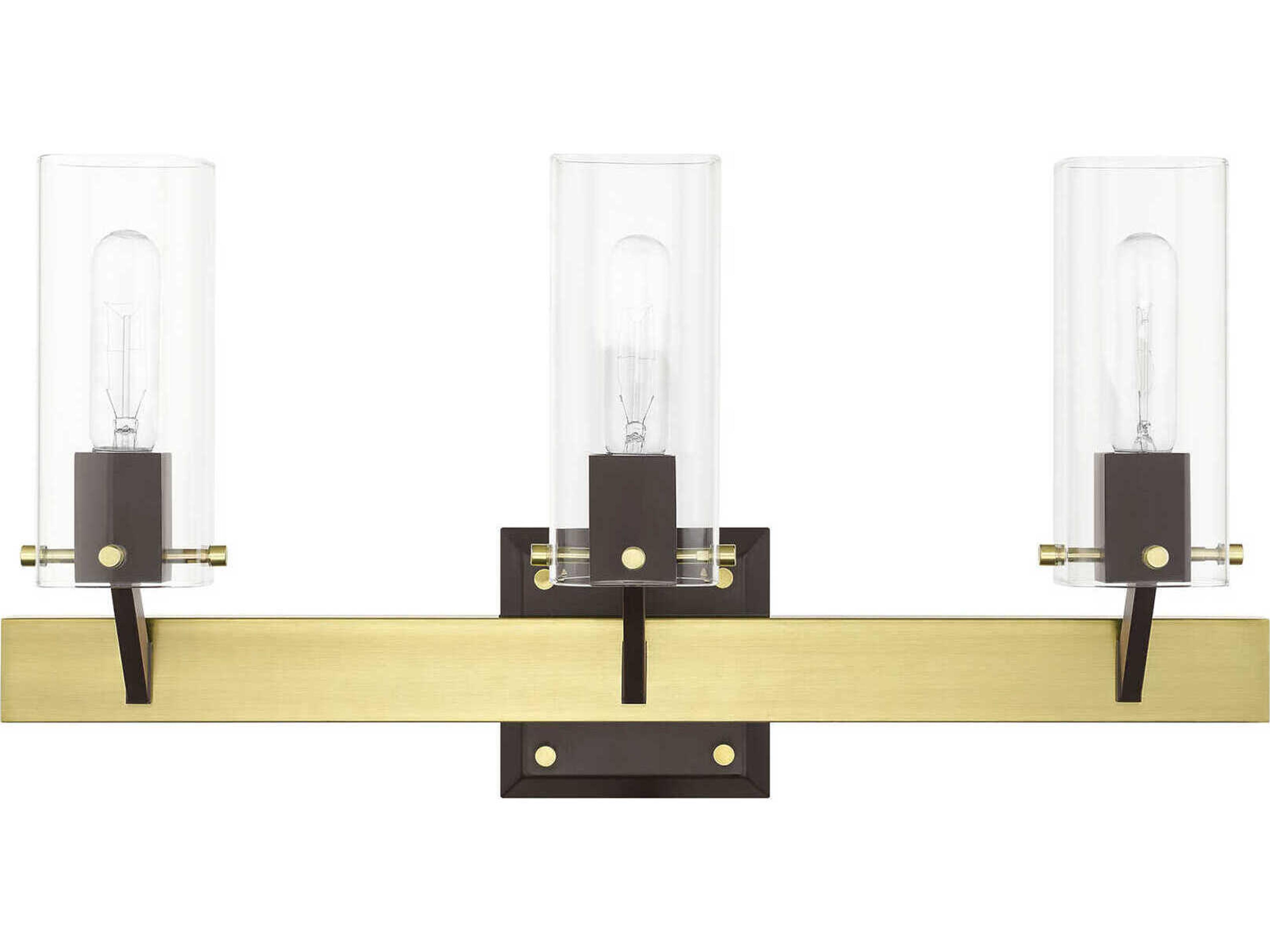 Livex Lighting Beckett 3-Light Satin Brass Clear Glass Vanity Light