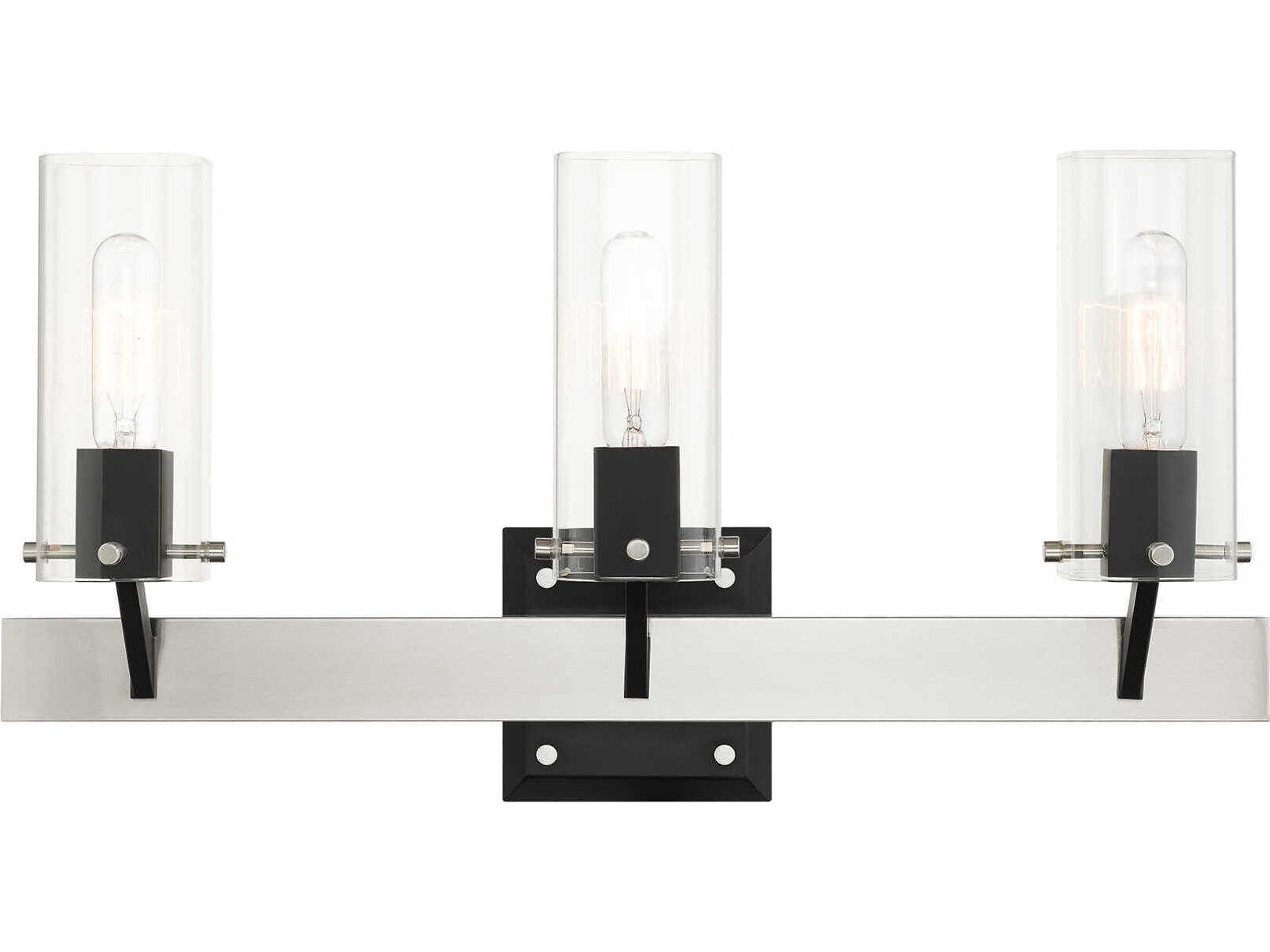Beckett 3-Light Brushed Nickel Clear Glass Vanity Light